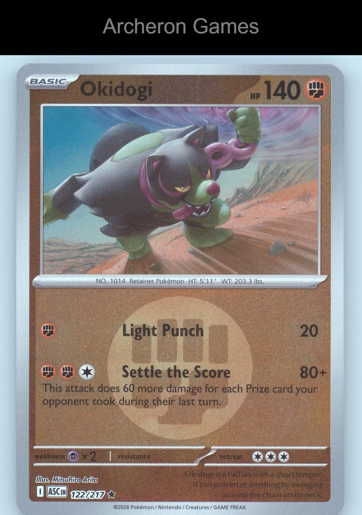 Pokemon Card Okidogi (Energy Symbol Pattern) ASC 122/217 Reverse Holo
