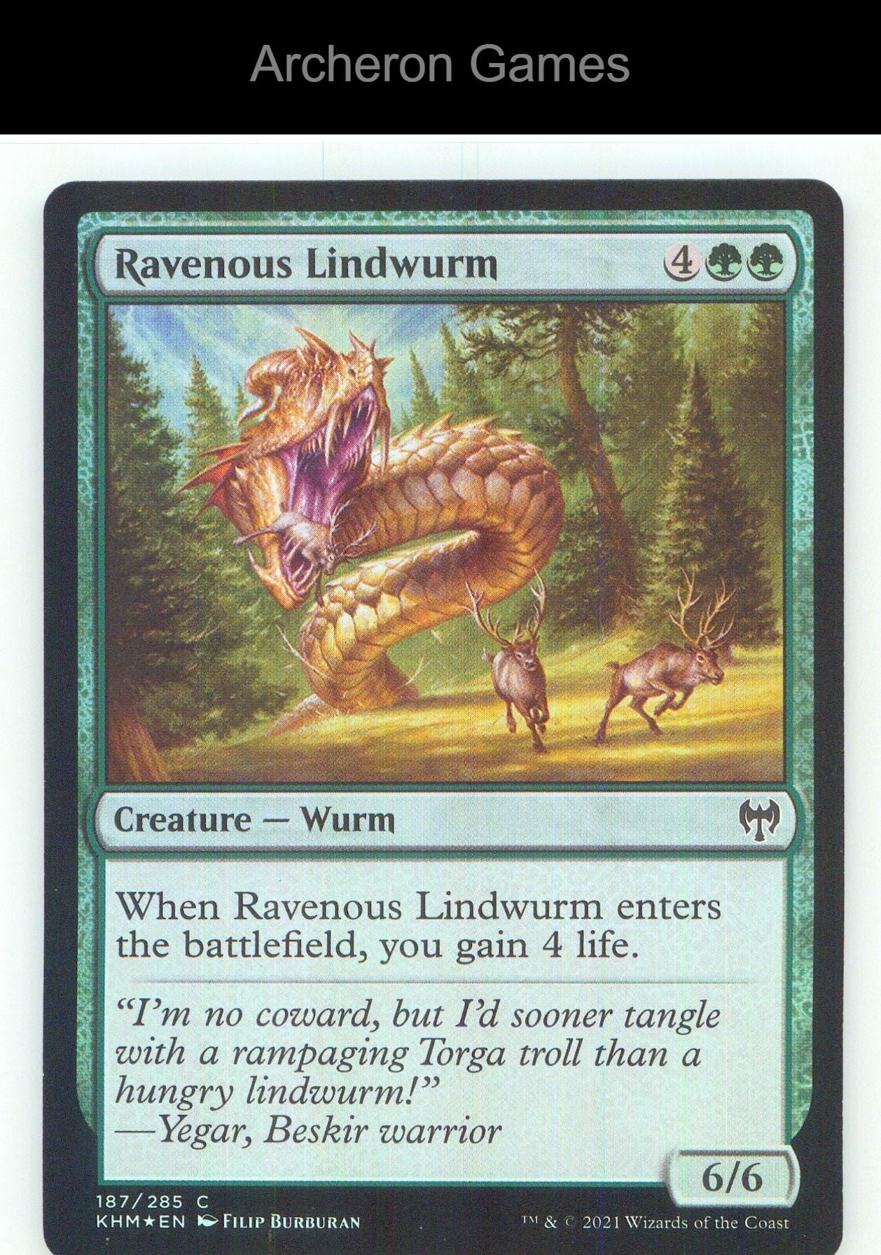 Ravenous Lindwurm KHM 187 C MTG Card NM/EX+ Foil