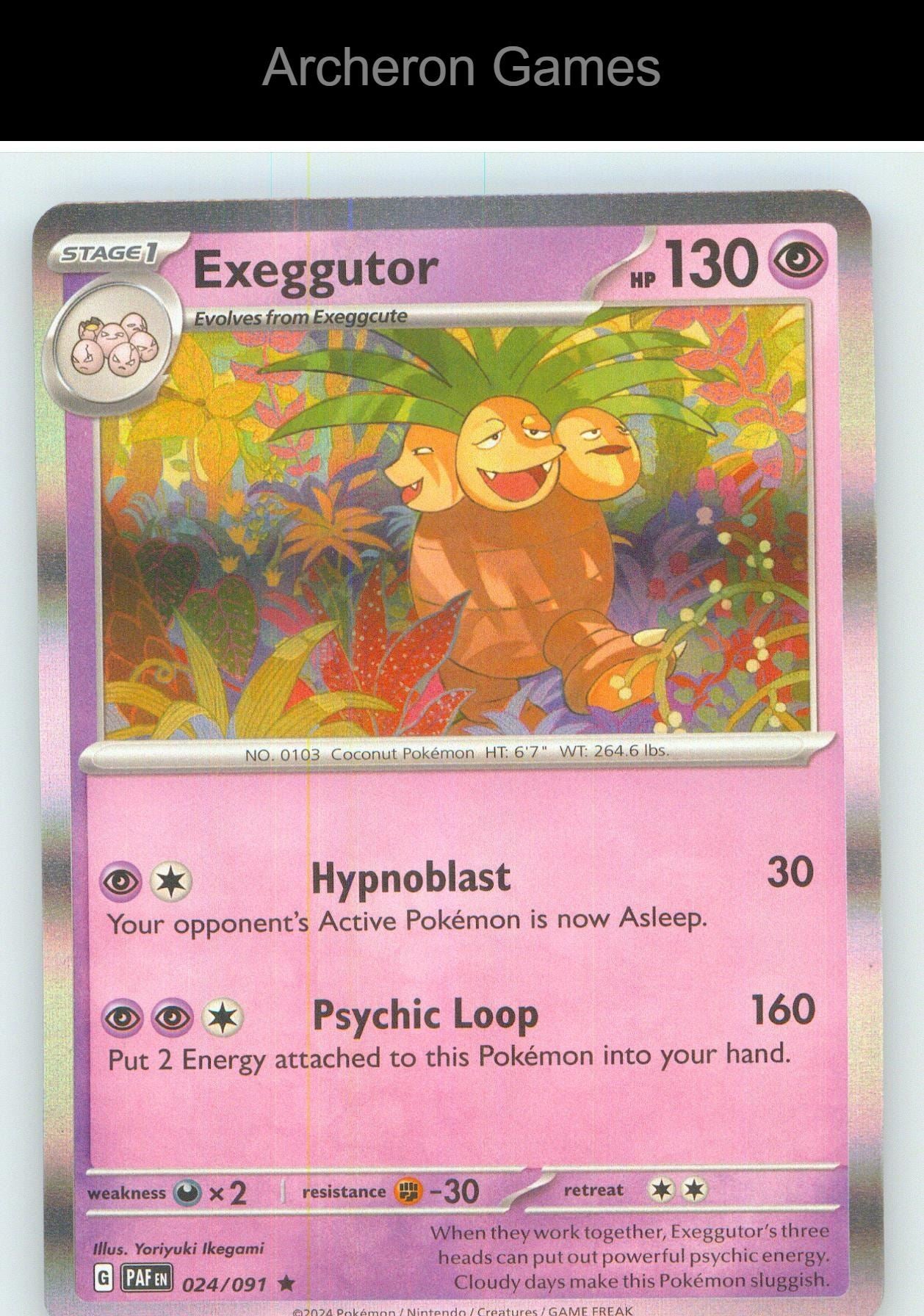Pokemon Card Exeggutor PAF 024/091 R Paldean Fates Holo