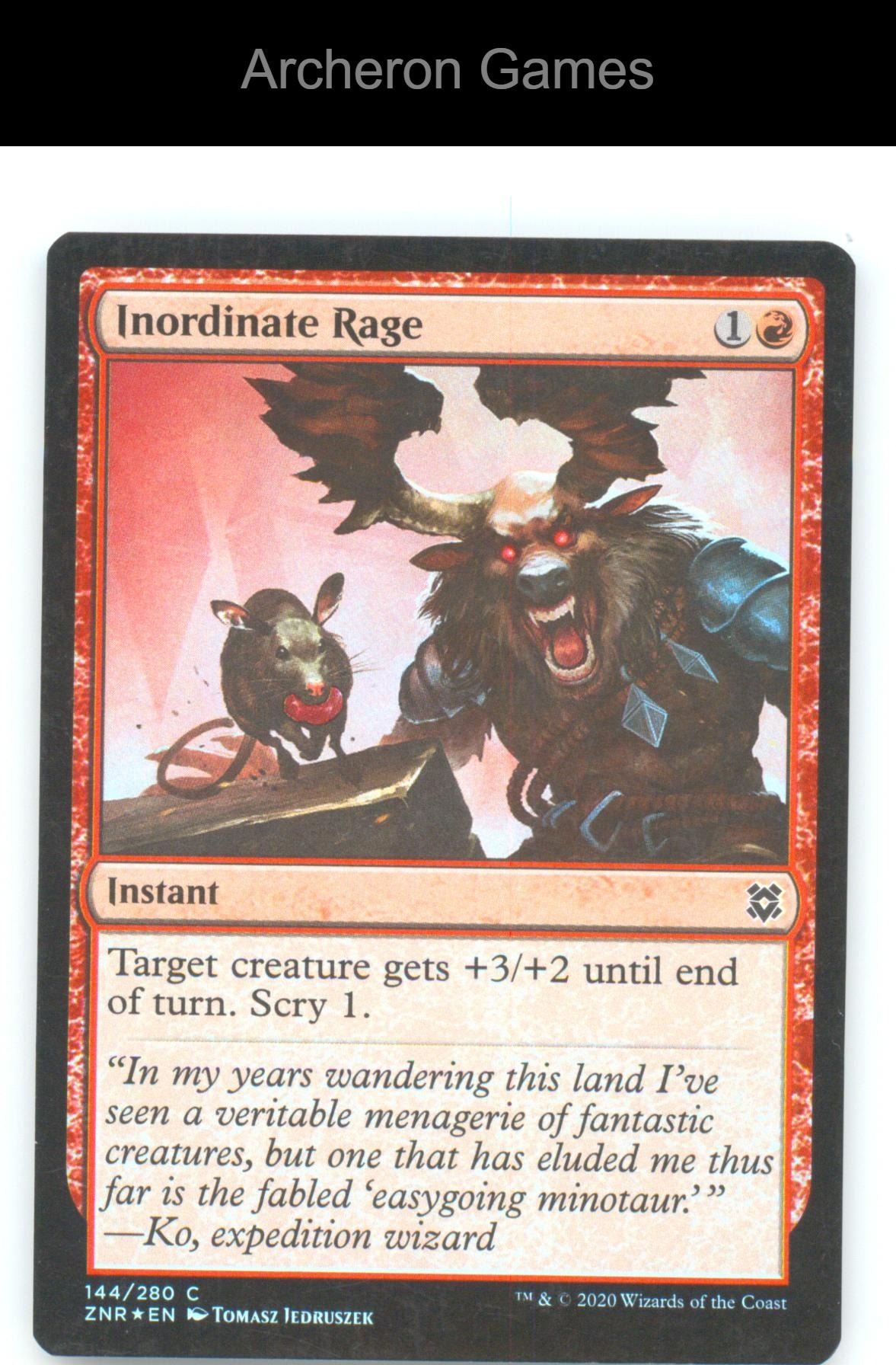 Inordinate Rage ZNR 144 C MTG Card Zendikar Rising Foil