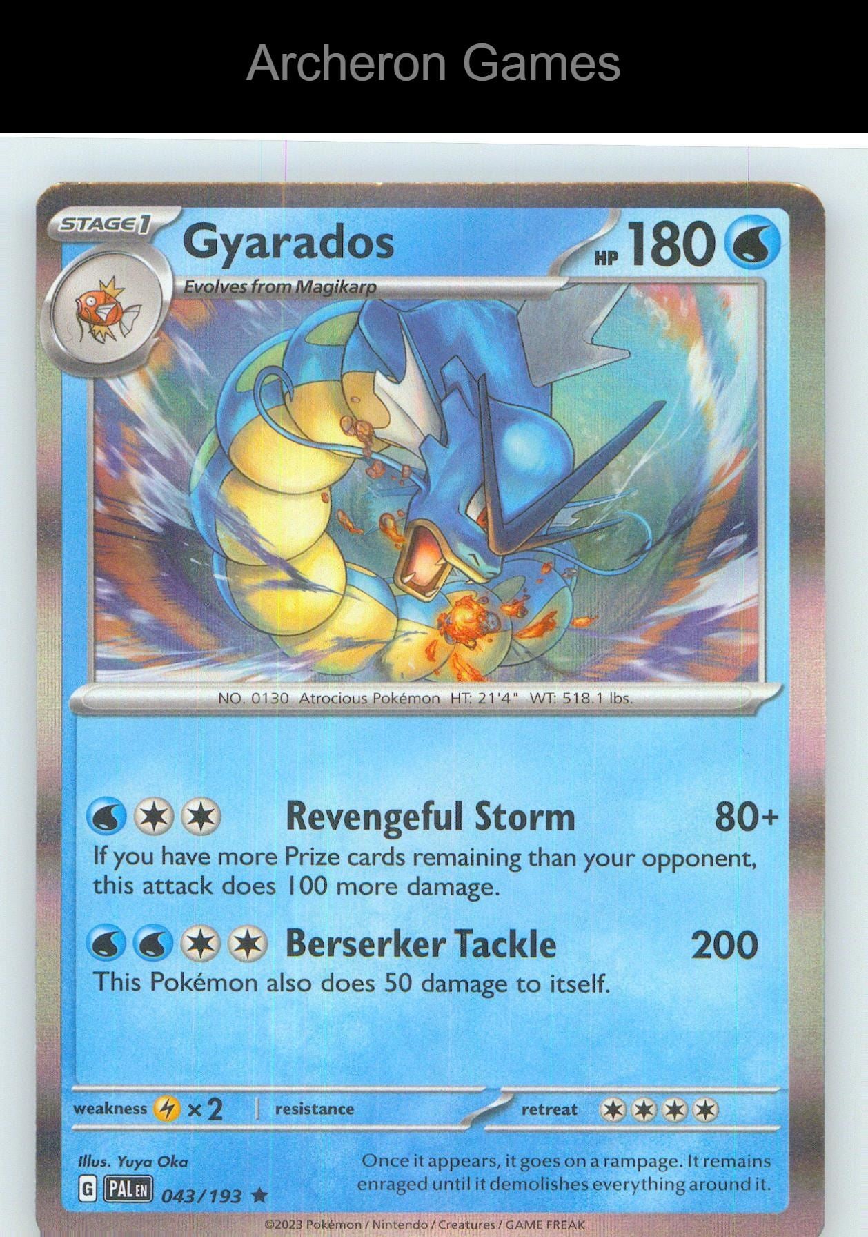 Pokemon Card Gyarados PAL 043/193 R Paldea Evolved Holo