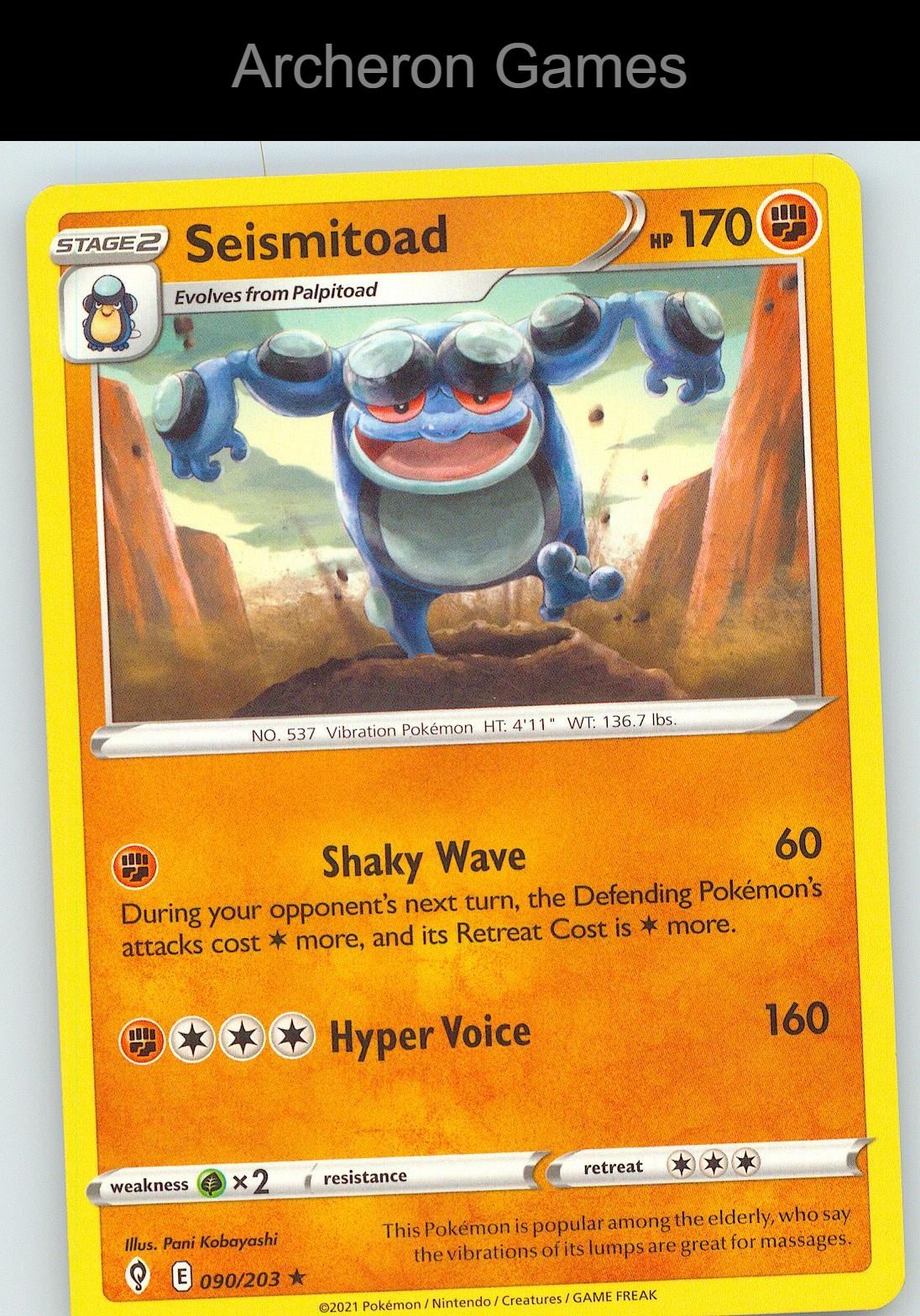 Pokemon Card Seismitoad EVS 090/203 R Evolving Skies