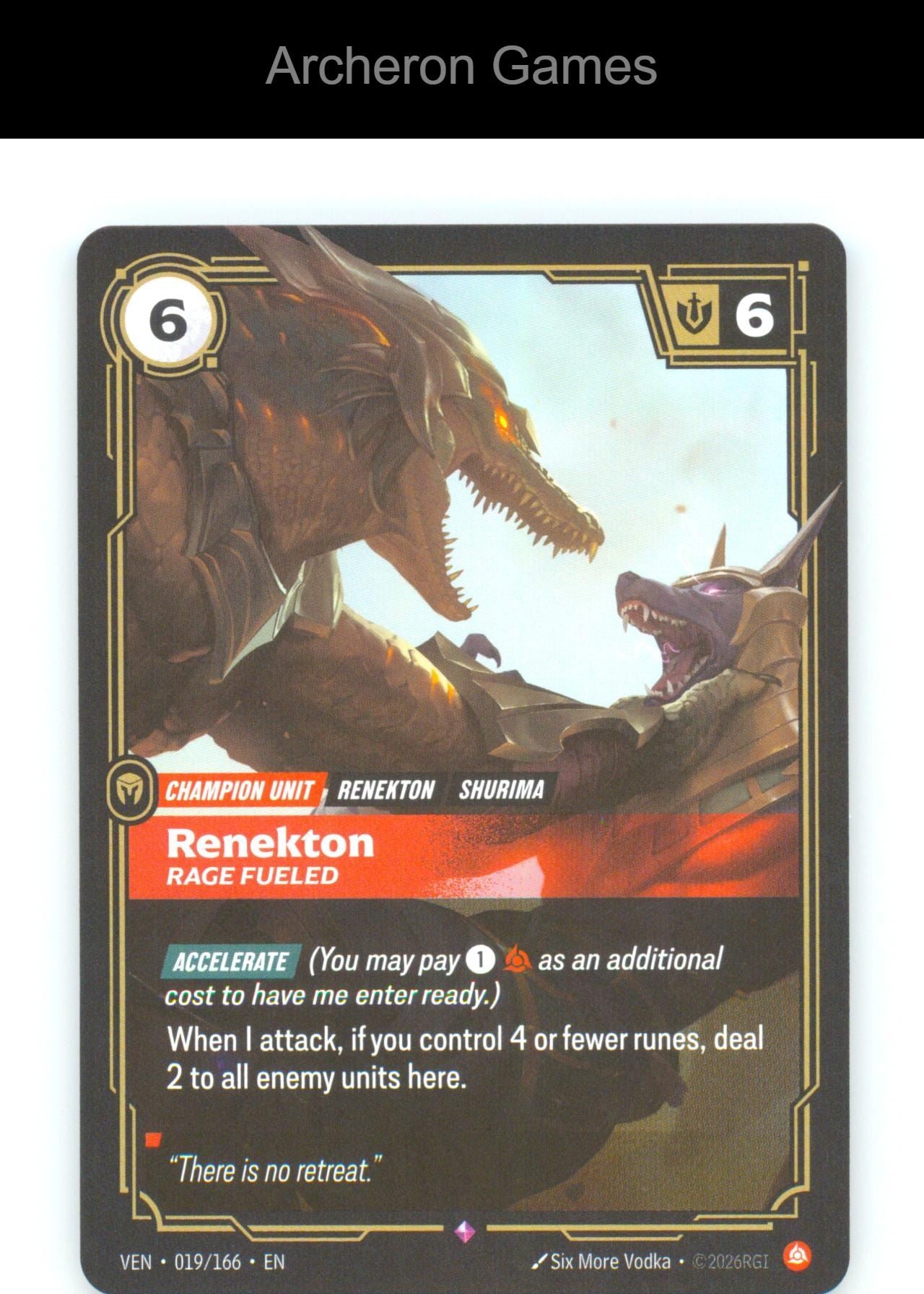 Renekton - Rage Fueled VEN 019/166 R Vendetta Riftbound Card Foil