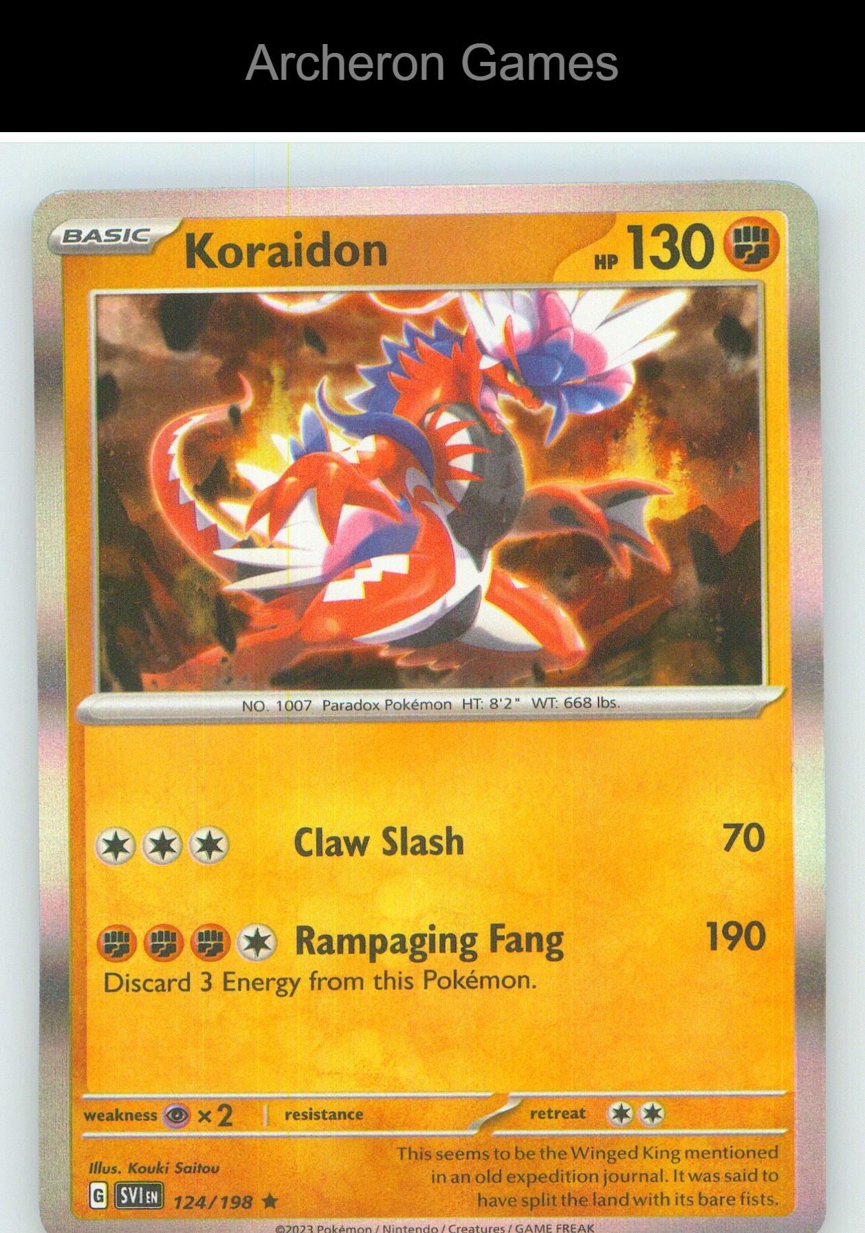 Pokemon Card Koraidon SVI 124/198 R Scarlet & Violet Holo