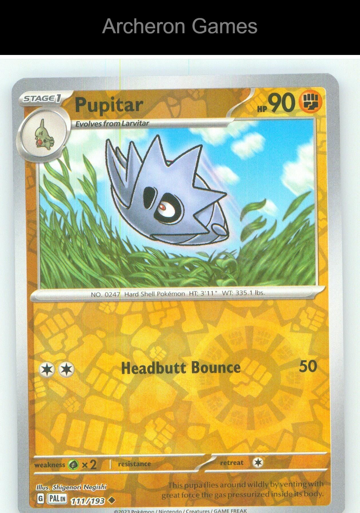 Pokemon Card Pupitar PAL 111/193 UC Paldea Evolved Reverse Holo