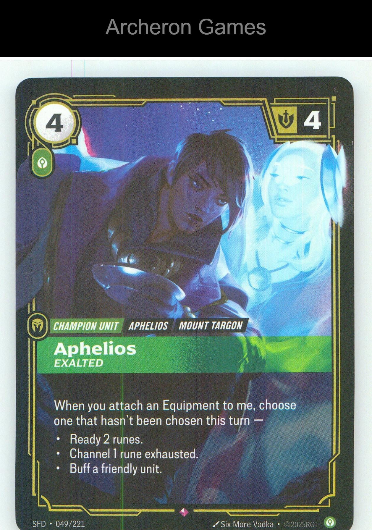 Aphelios - Exalted SFD 049/221 R Spiritforged Riftbound Card Foil