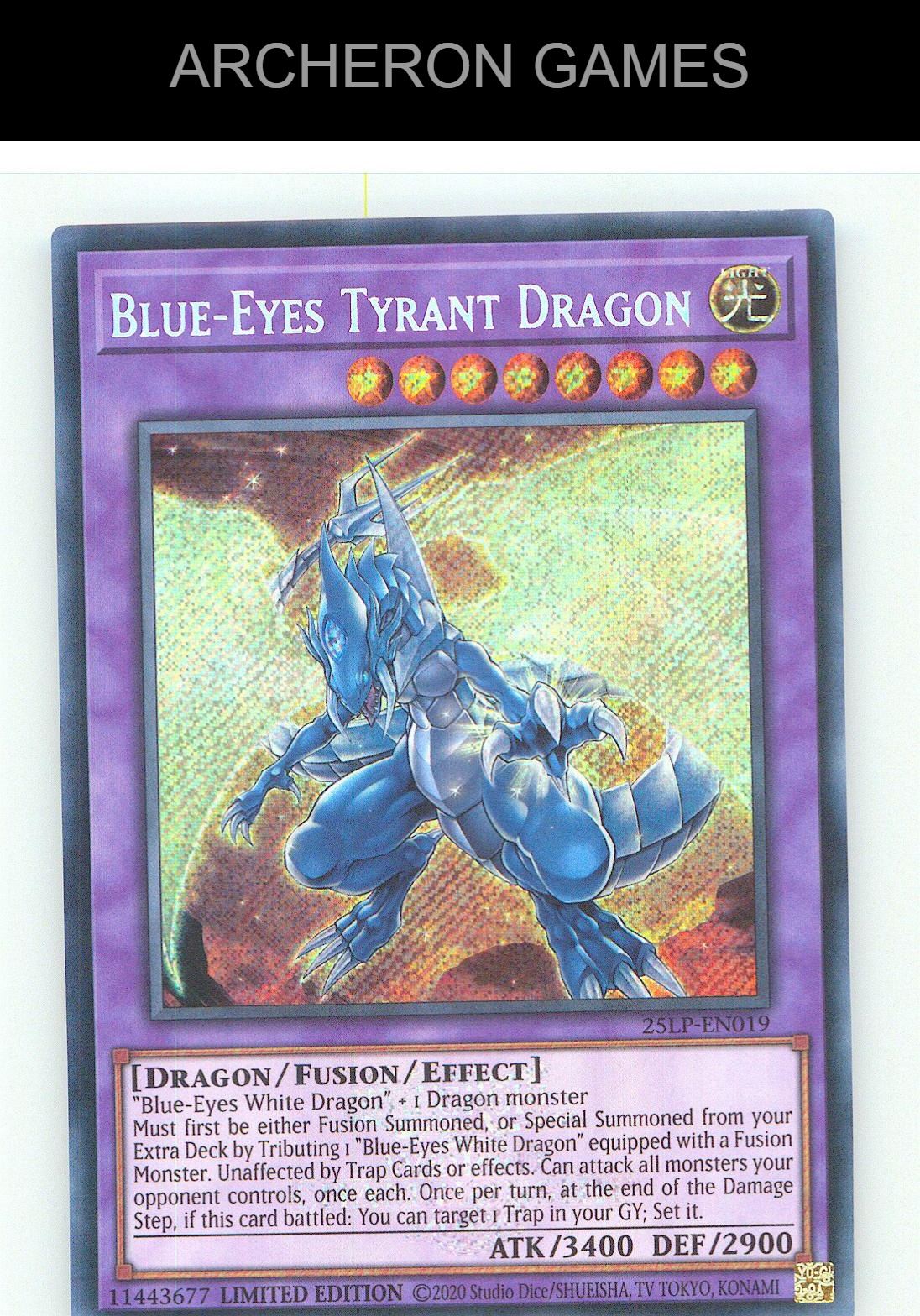 Blue-Eyes Tyrant Dragon (ESR) Emblazoned Secret Rare YUGIOH Card Limited