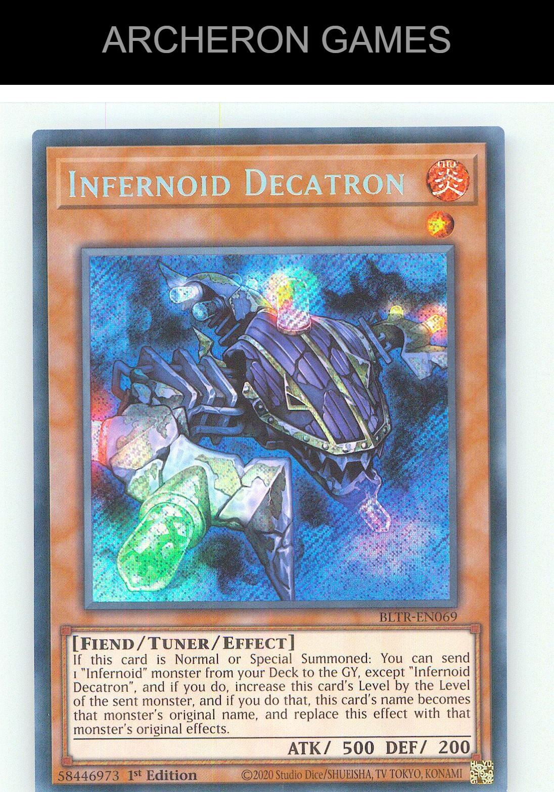 Infernoid Decatron SEC YUGIOH Card 1st Edition