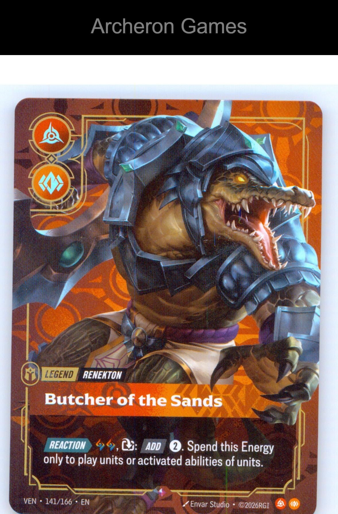 Renekton - Butcher of the Sands VEN 141/166 R Vendetta Riftbound Card