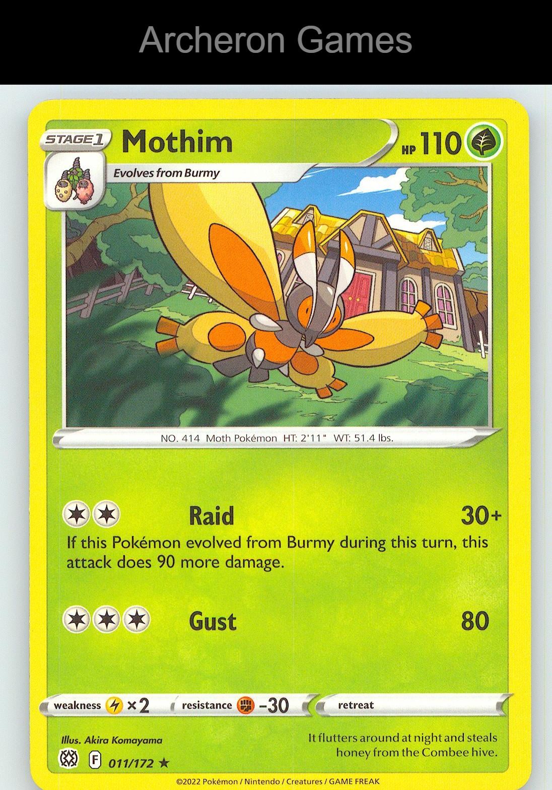 Pokemon Card Mothim BRS 011/172 R Brilliant Stars