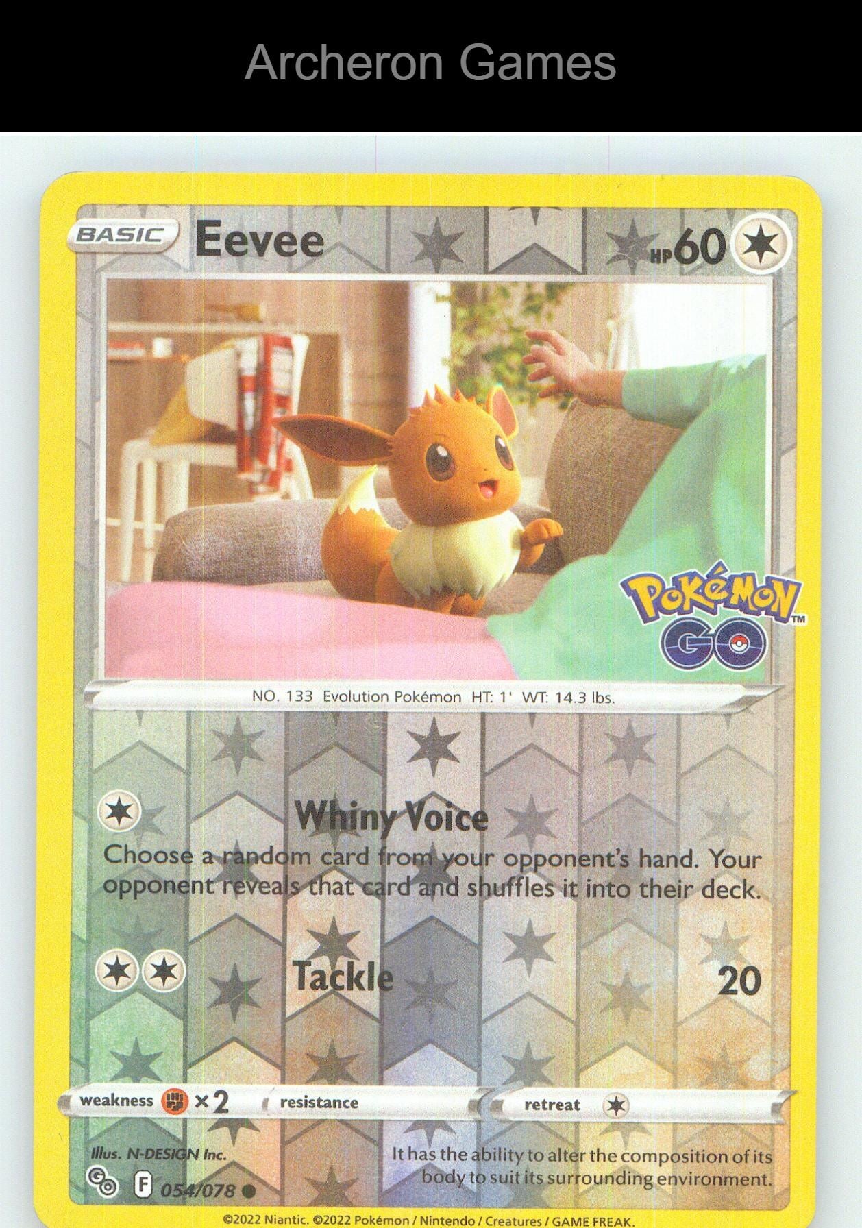 Pokemon Card Eevee PGO 054/078 C Pokemon GO Reverse Holo