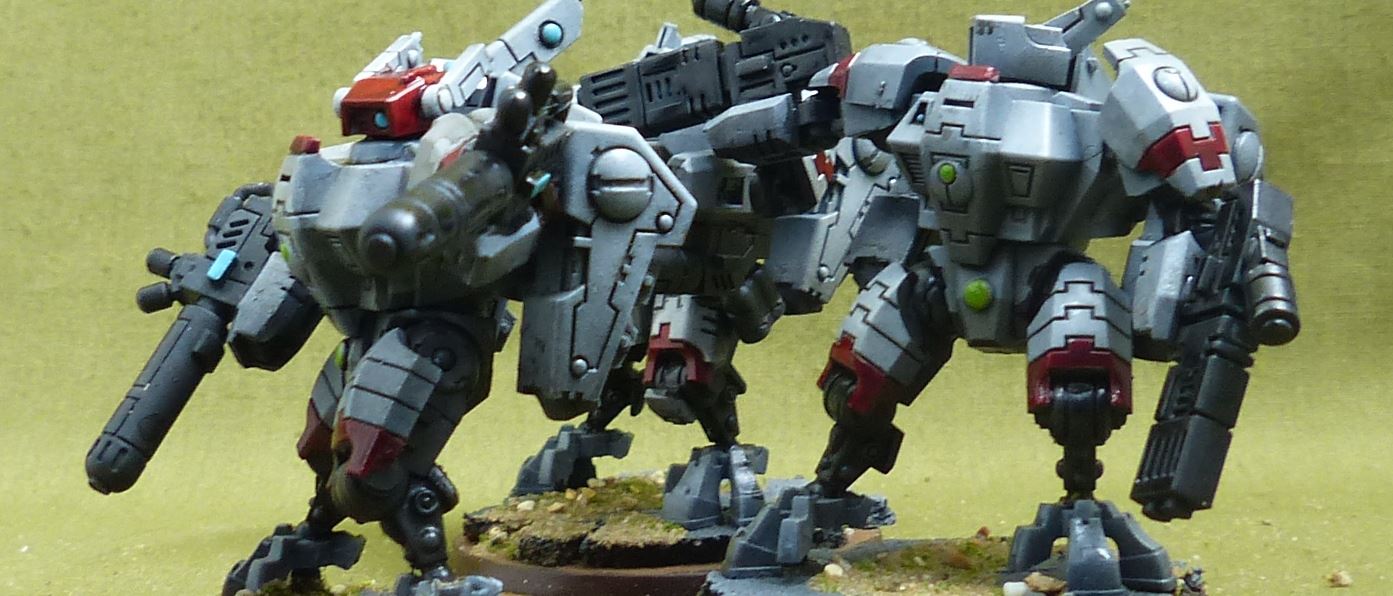 XV8 Crisis Battlesuit Team painted - Tau Empire - Warhammer 40K #1QE