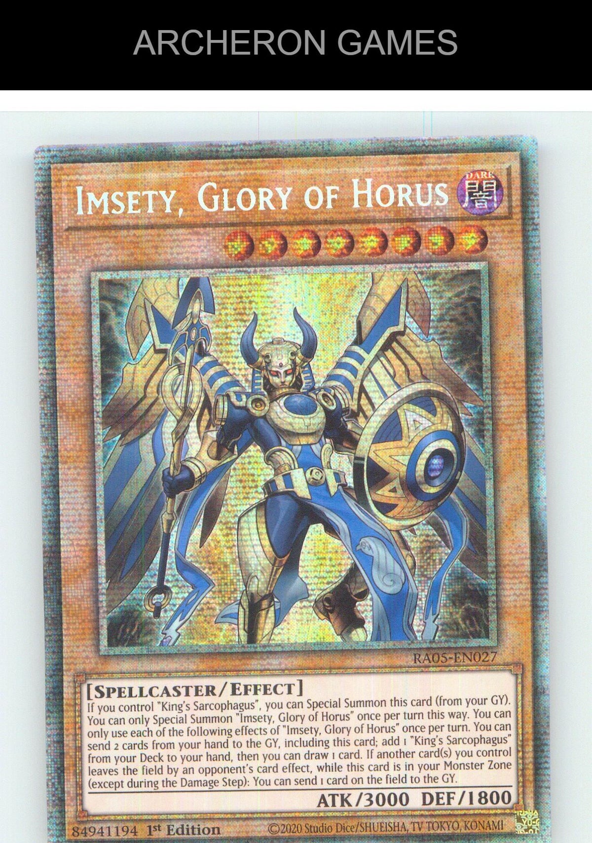 Imsety, Glory of Horus (Starlight Rare) Starlight Rare YUGIOH Card 1st Edition