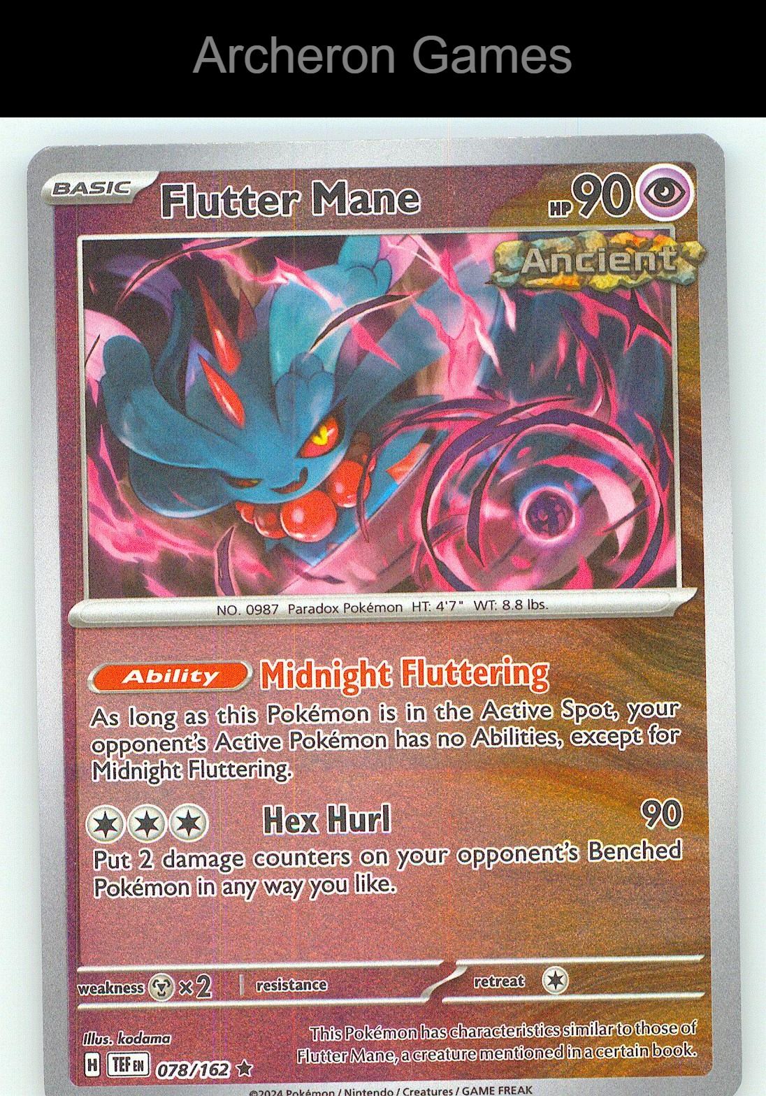 Pokemon Card Flutter Mane TEF 078/162 R Temporal Forces Reverse Holo