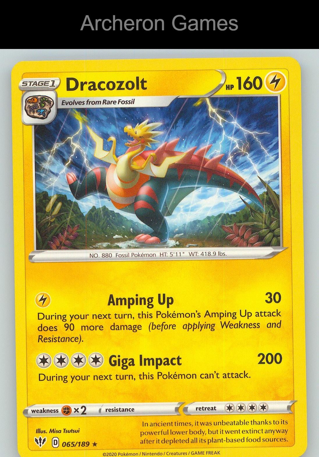 Pokemon Card Dracozolt DAA 065/189 R Darkness Ablaze