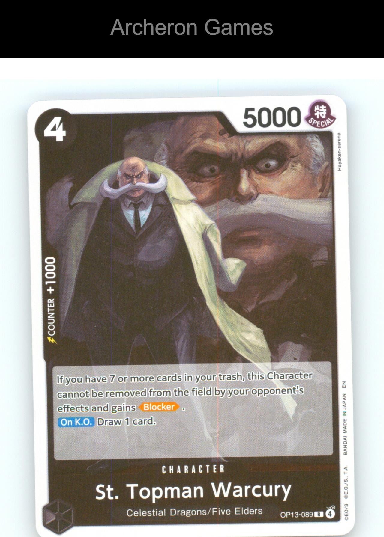 St. Topman Warcury OP13-089 R One Piece Card NM/EX+ Foil