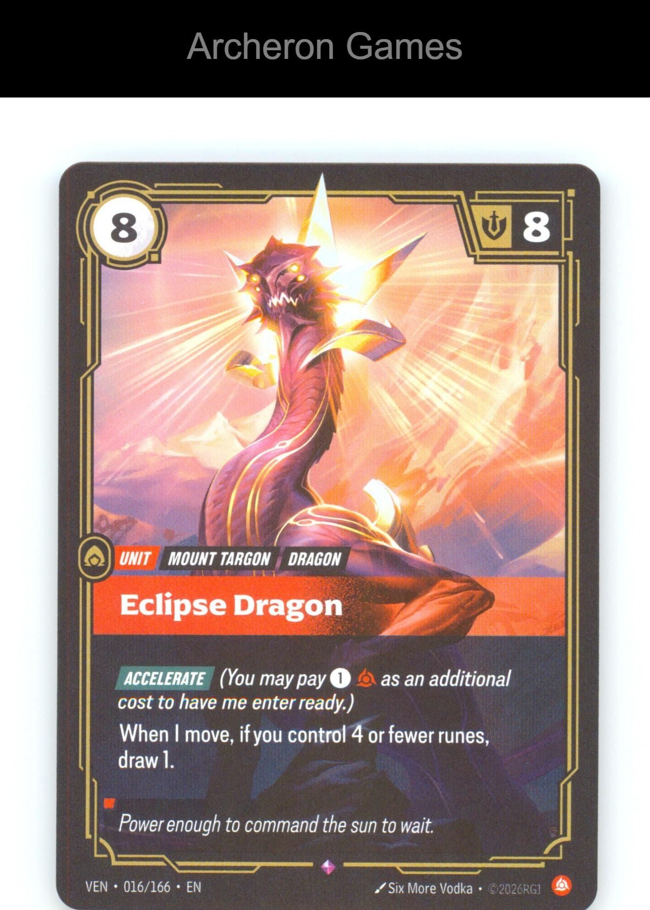 Eclipse Dragon VEN 016/166 R Vendetta Riftbound Card Foil