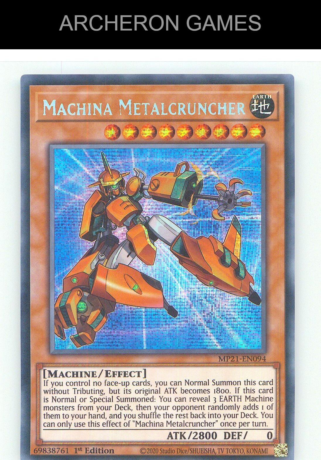 Machina Metalcruncher Prismatic Secret Rare YUGIOH Card 1st Edition