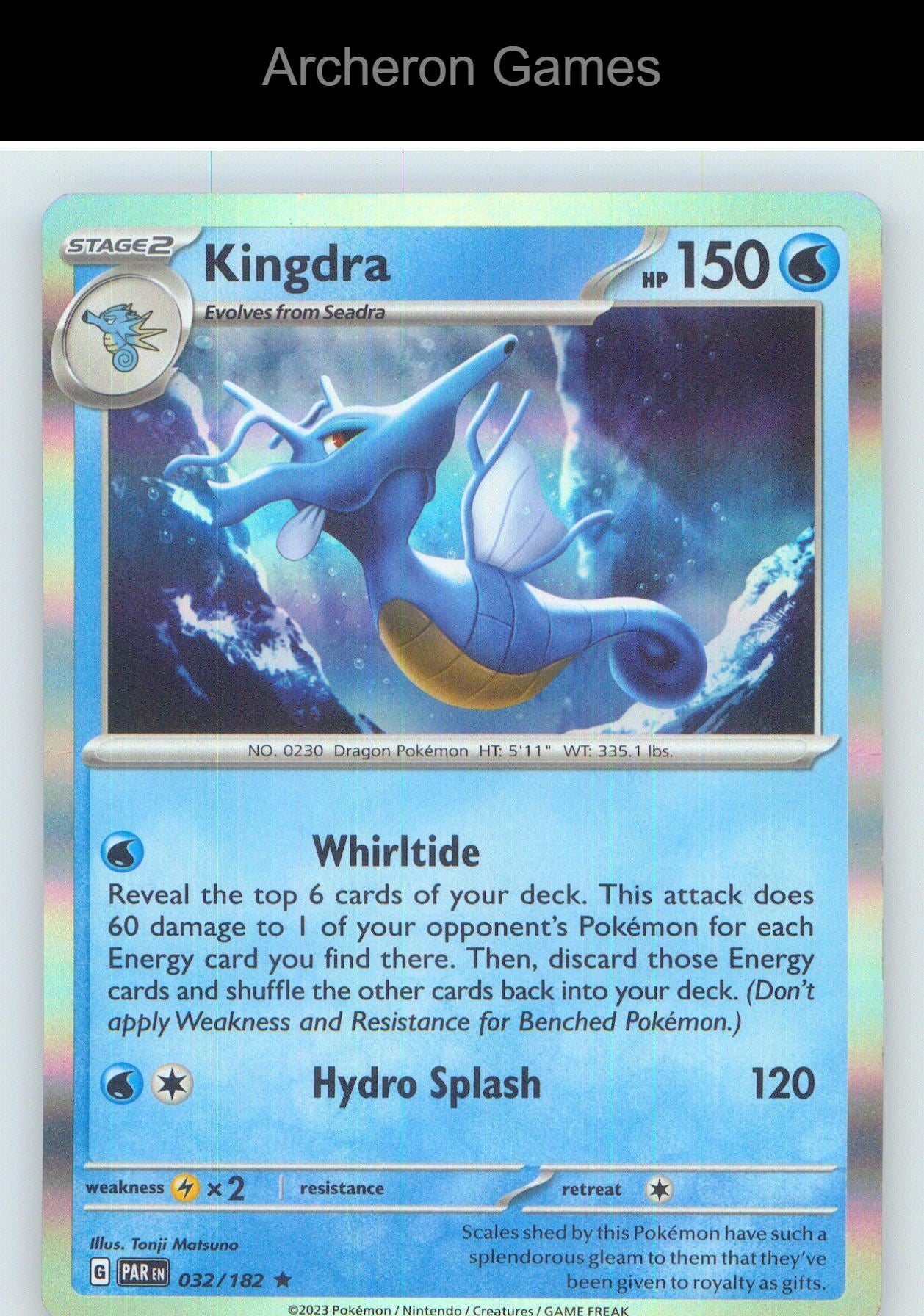 Pokemon Card Kingdra PAR 032/182 R Paradox Rift Holo