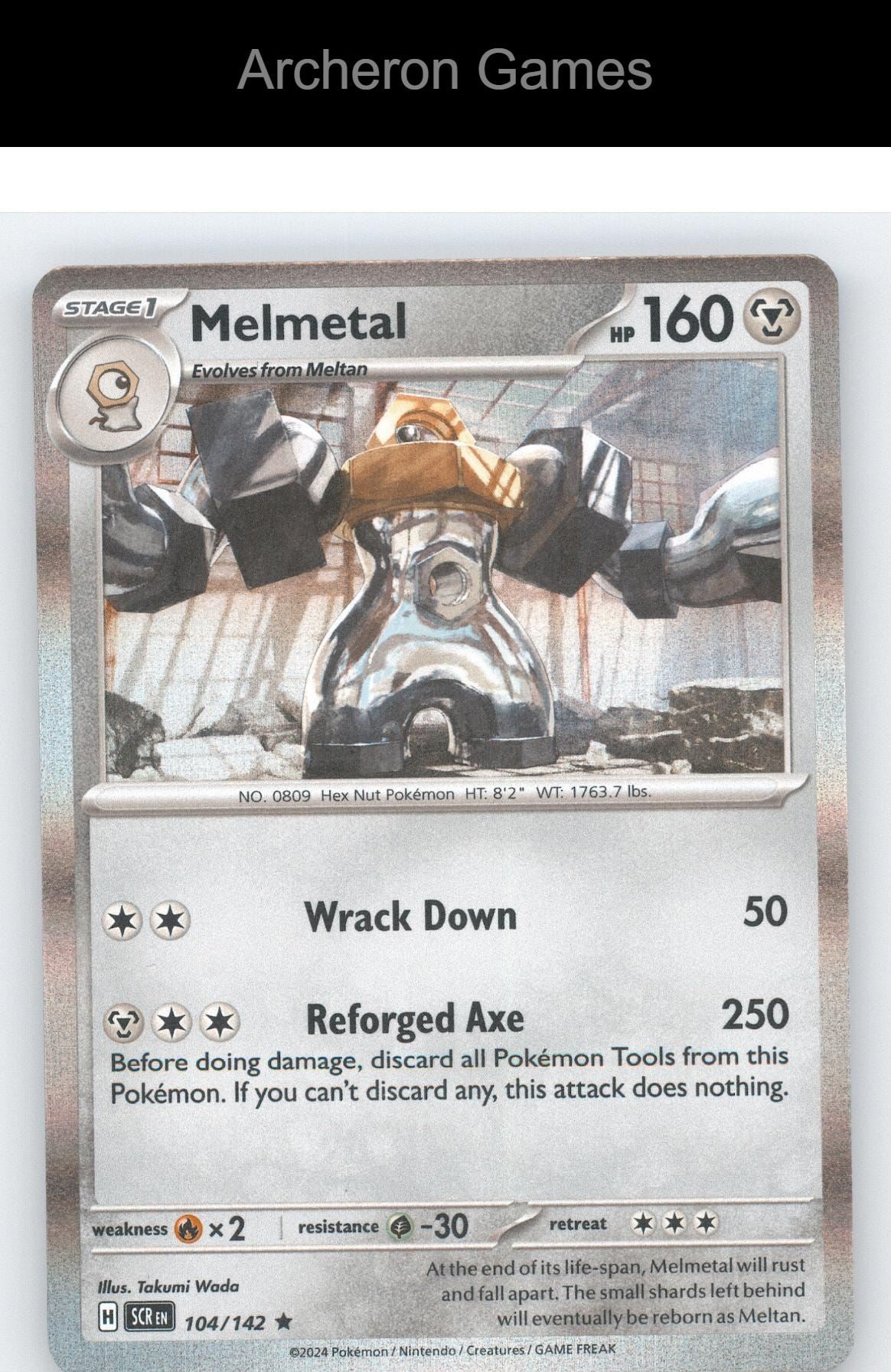 Pokemon Card Melmetal SCR 104/142 R Stellar Crown Reverse Holo