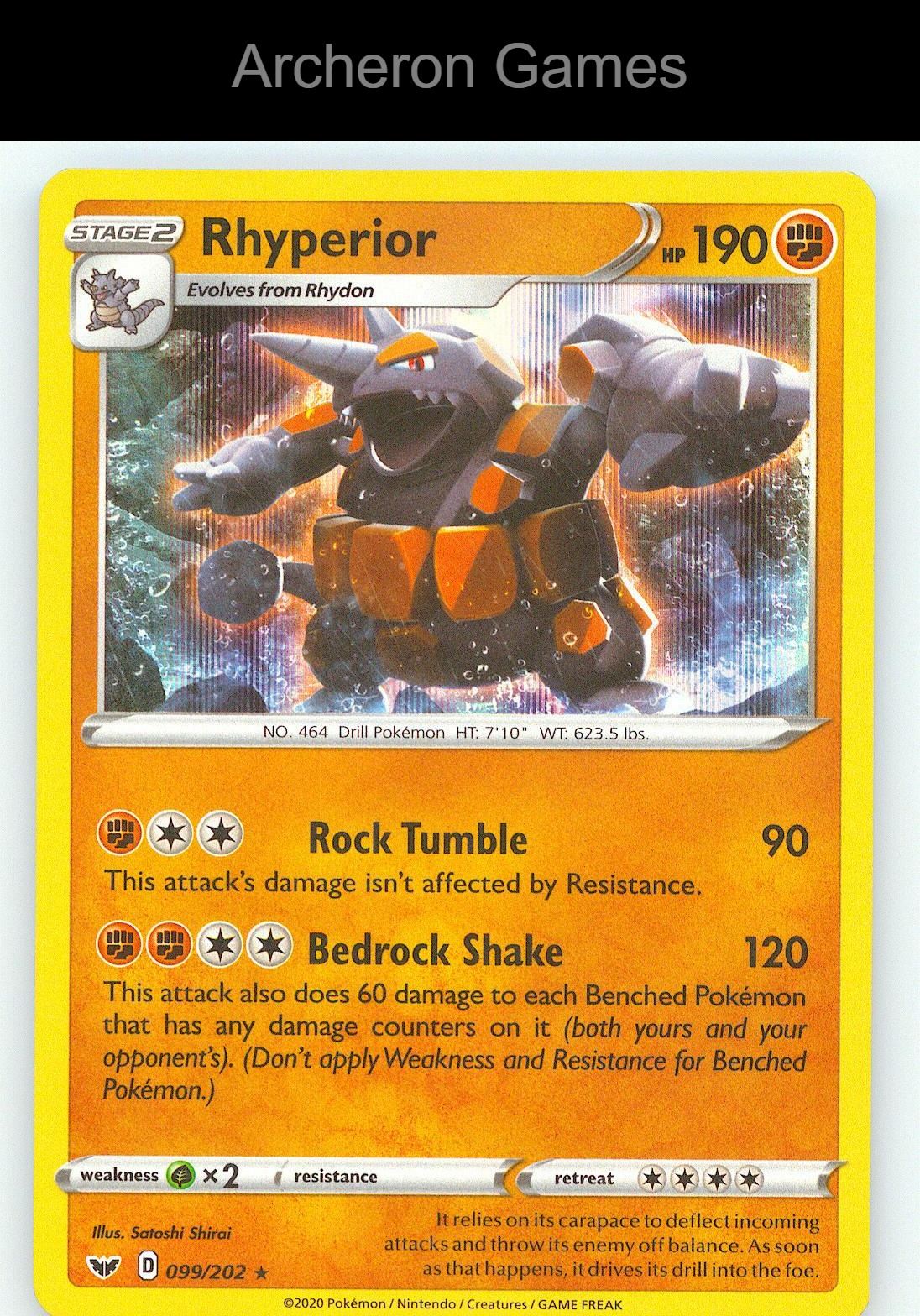 Pokemon Card Rhyperior SSH 099/202 Line Holo R Sword & Shield