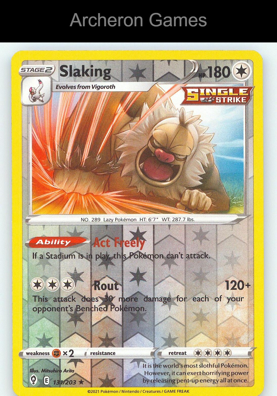 Pokemon Card Slaking EVS 131/203 R Evolving Skies Reverse Holo