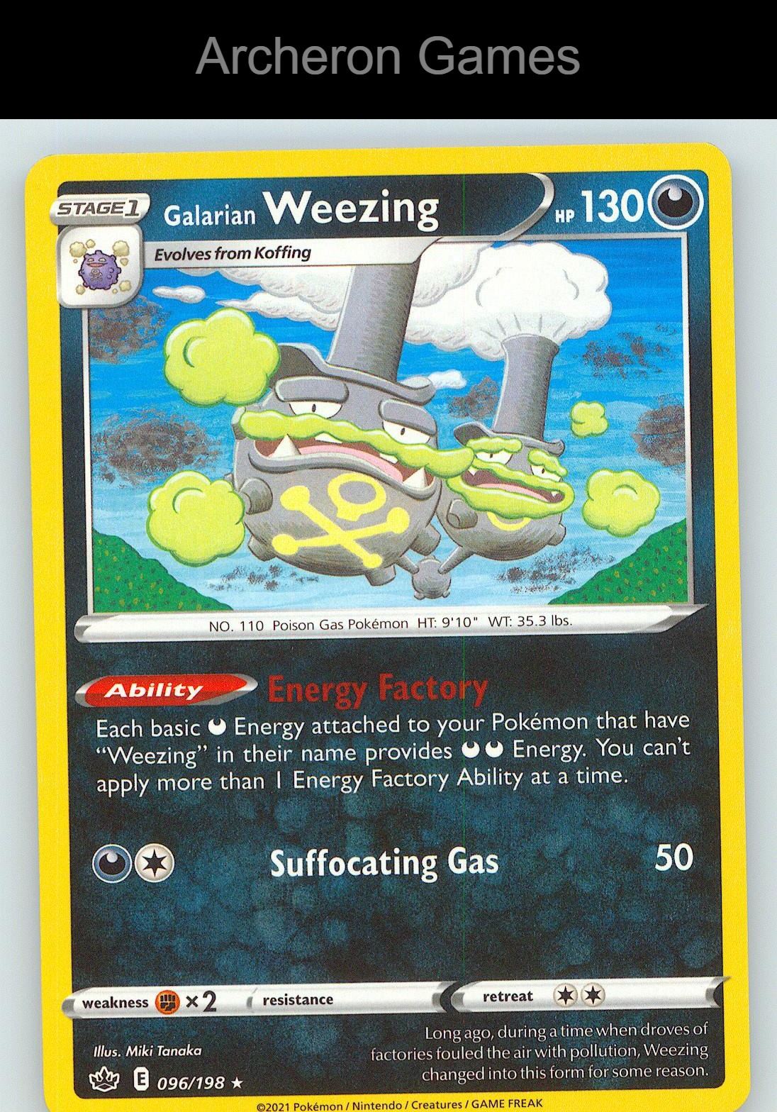 Pokemon Card Galarian Weezing CRE 096/198 R Chilling Reign