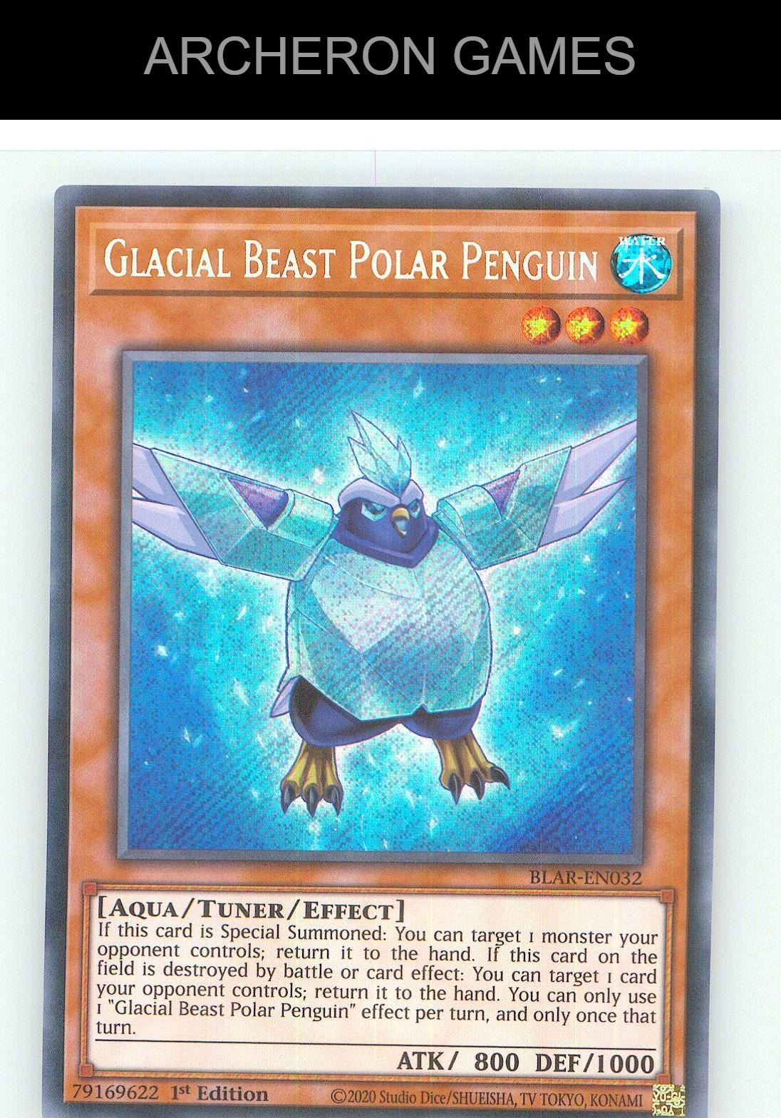 Glacial Beast Polar Penguin SEC YUGIOH Card 1st Edition