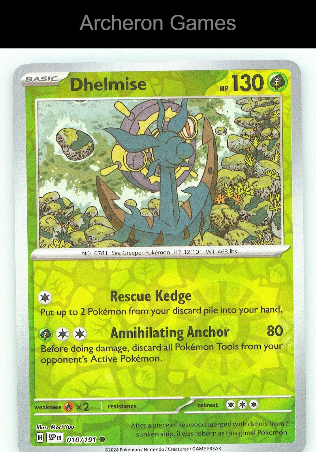Pokemon Card Dhelmise SSP 010/191 C Surging Sparks Reverse Holo