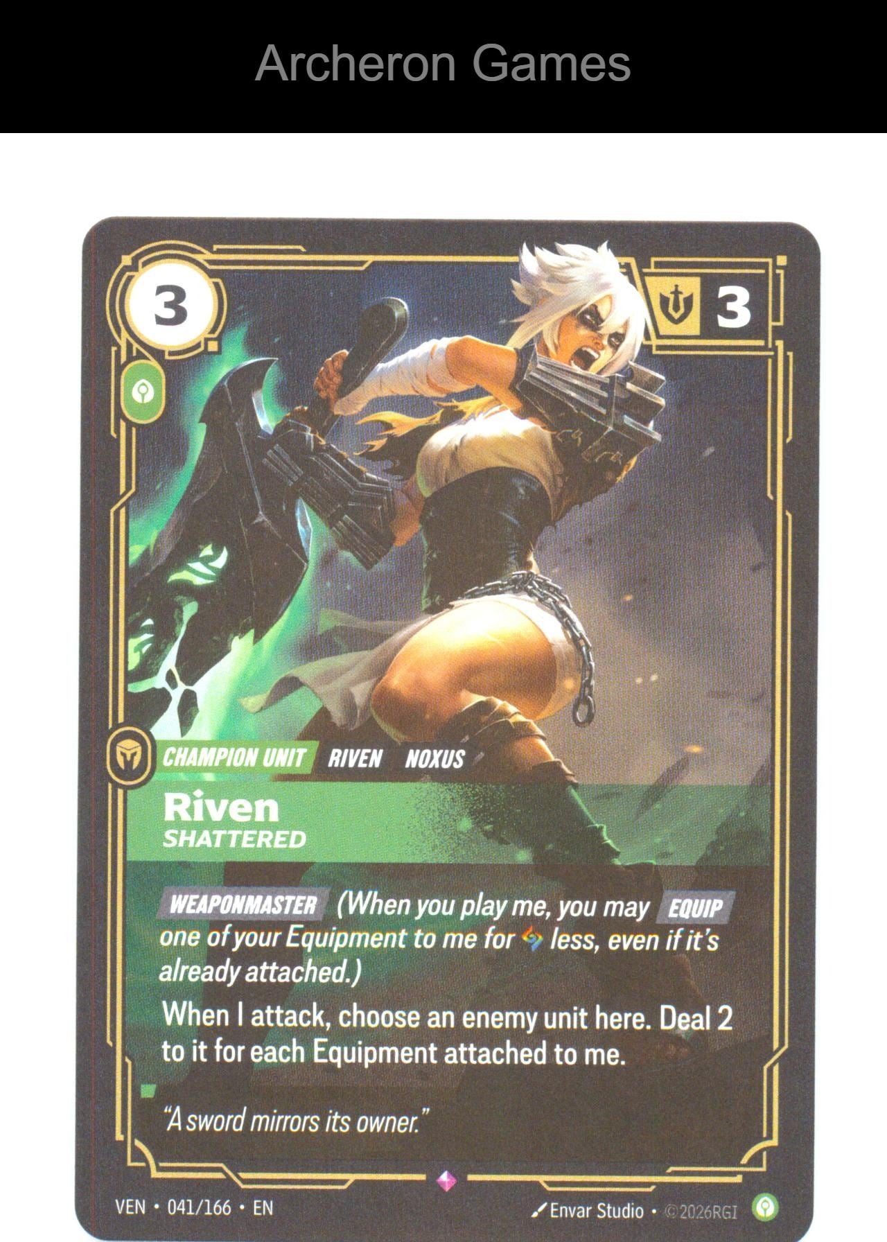 Riven - Shattered VEN 041/166 R Vendetta Riftbound Card Foil