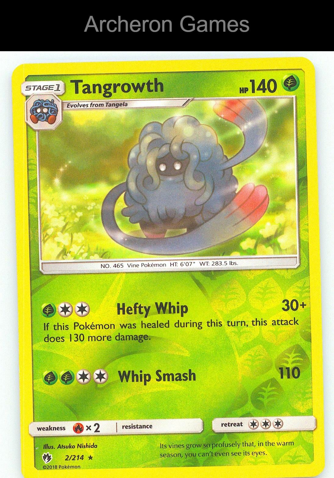 Pokemon Card Tangrowth LOT 2/214 R Lost Thunder Reverse Holo