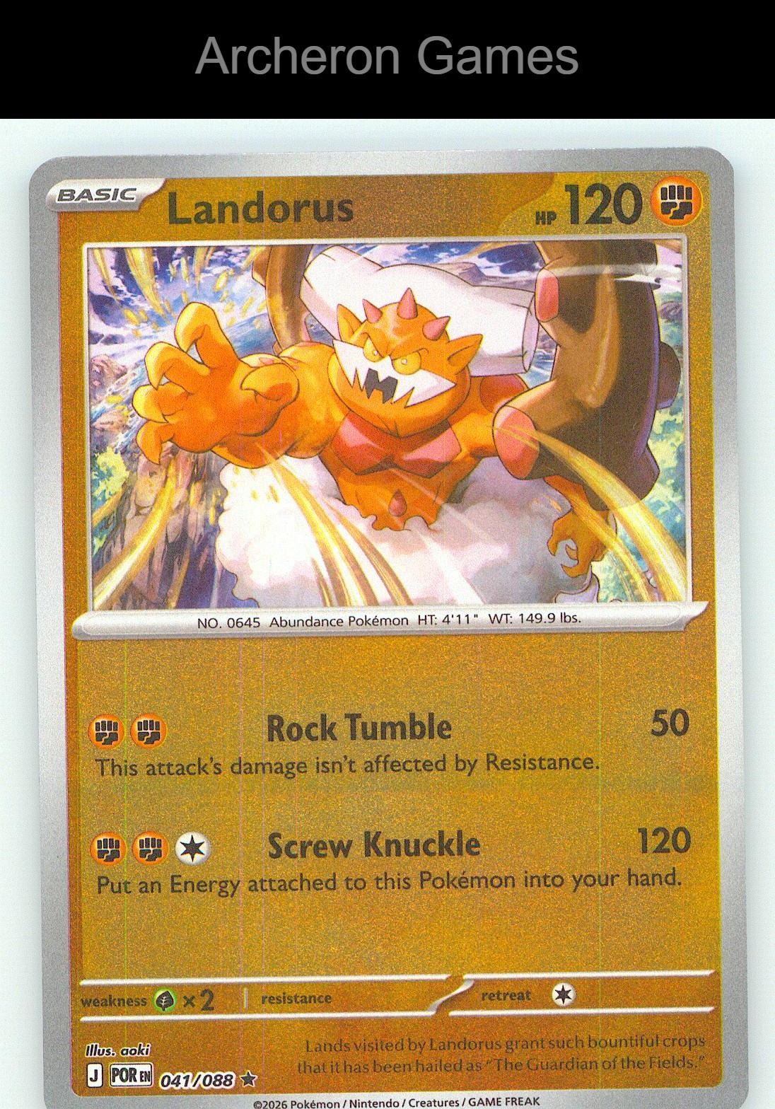Pokemon Card Landorus ME03 041/088 R Perfect Order Reverse Holo