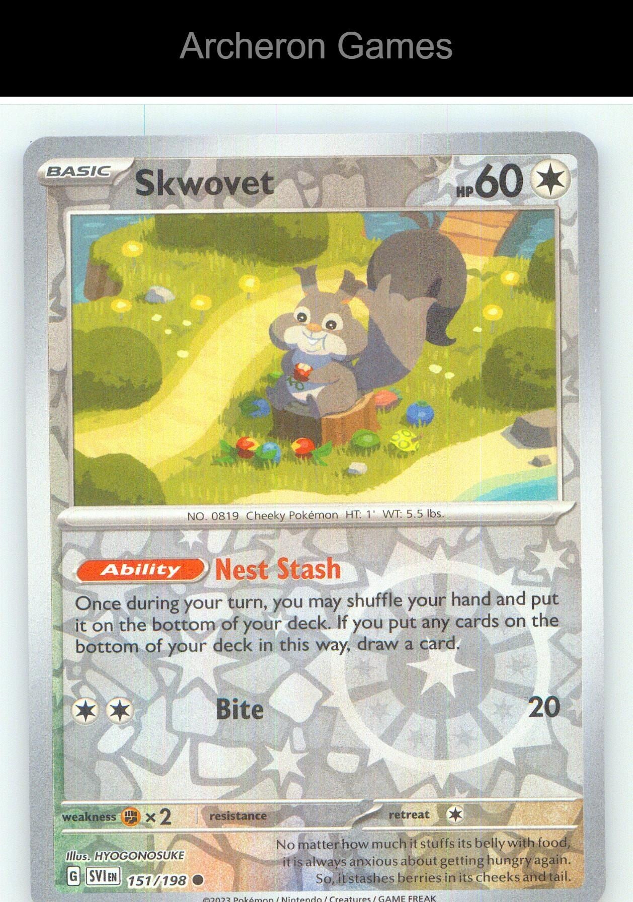 Pokemon Card Skwovet SVI 151/198 C Scarlet & Violet Reverse Holo