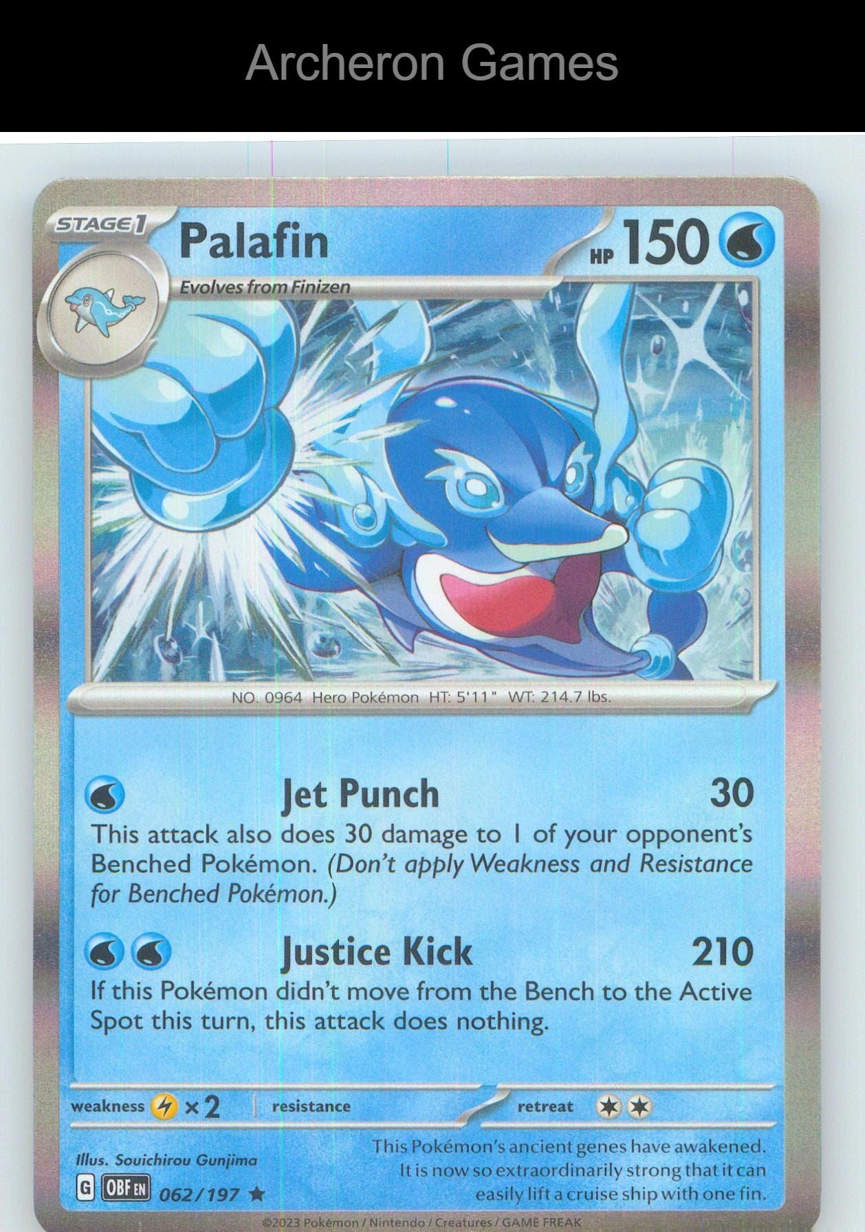 Pokemon Card Palafin OBF 062/197 R Obsidian Flames Holo