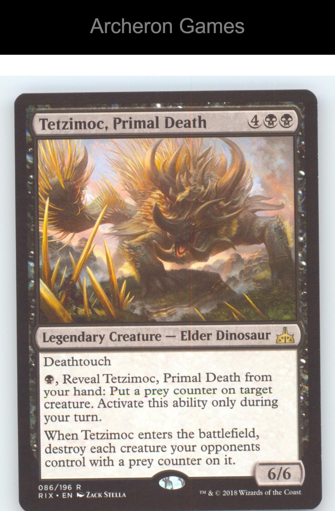 Tetzimoc, Primal Death RIX 86 R MTG Card Rivals of Ixalan