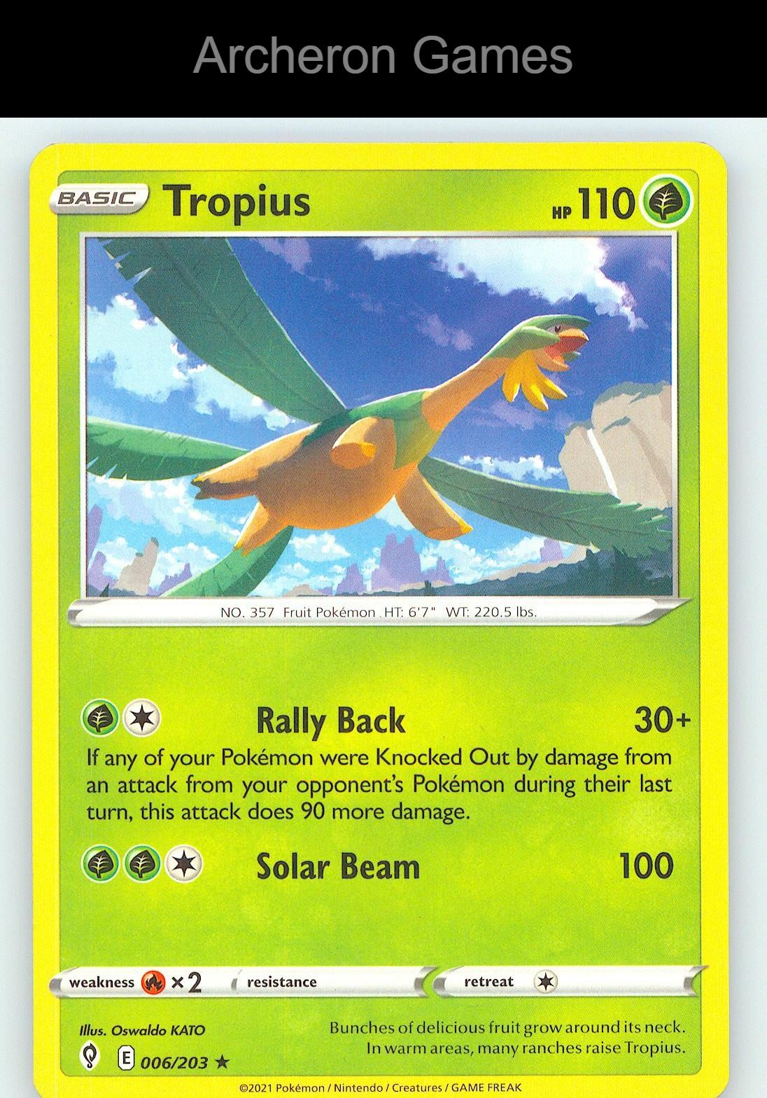 Pokemon Card Tropius EVS 006/203 R Evolving Skies