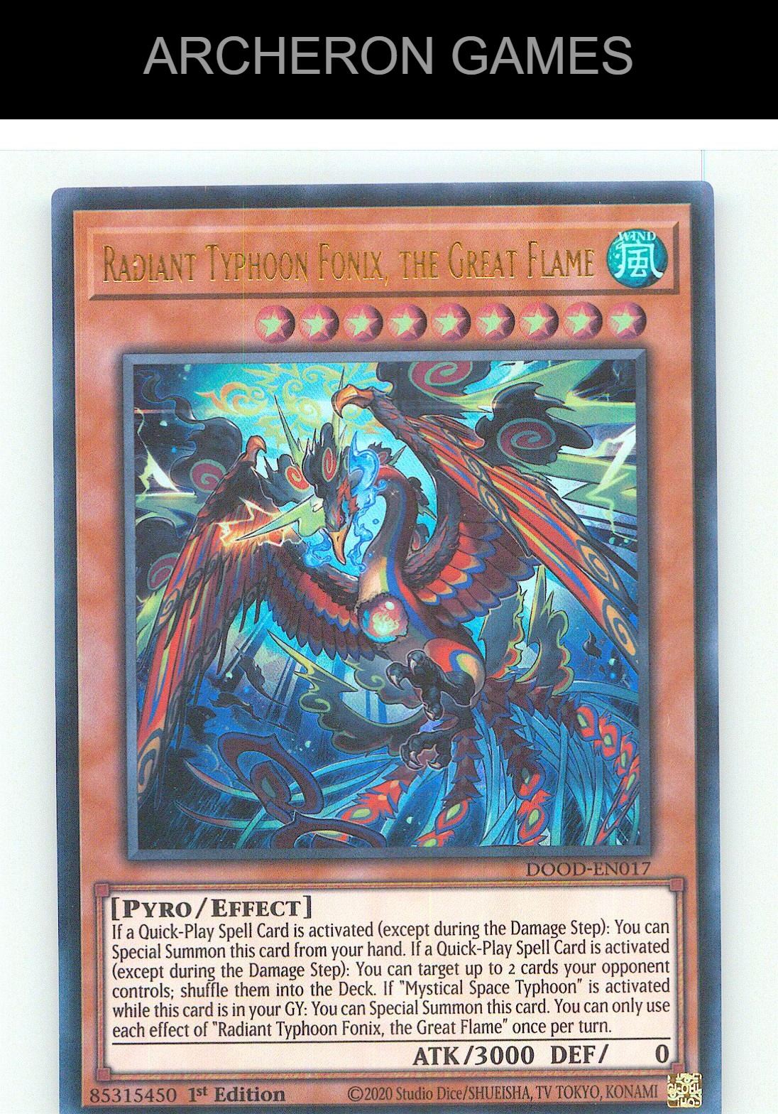 Radiant Typhoon Fonix, the Great Flame Ultra Rare YUGIOH Card 1st Edition