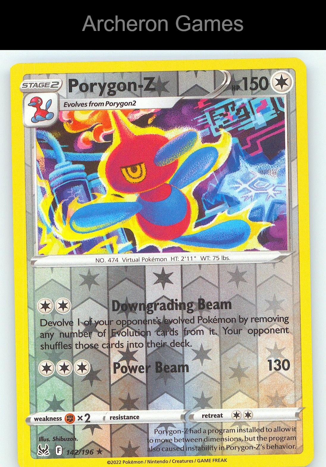 Pokemon Card Porygon-Z LOR 142/196 R Lost Origin Reverse Holo