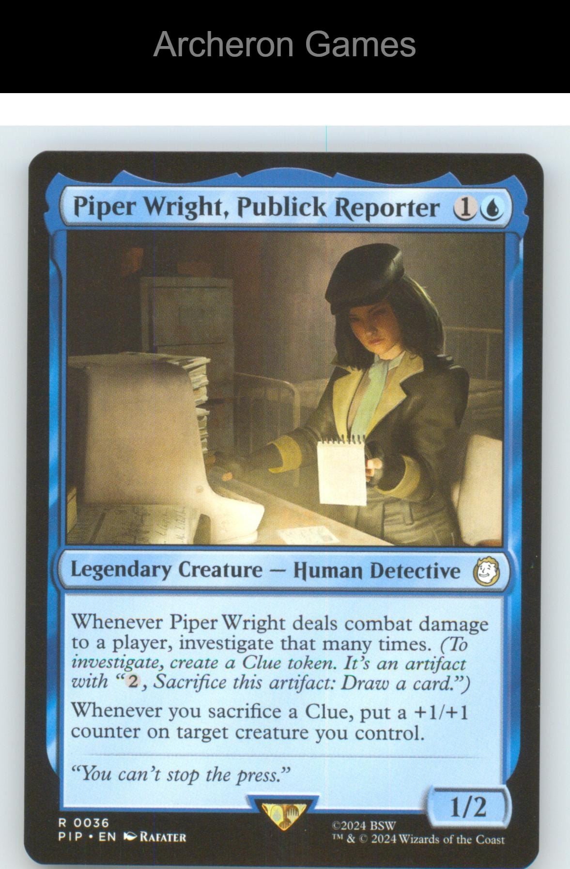 Piper Wright, Publick Reporter PIP 36 R MTG Card NM/EX+