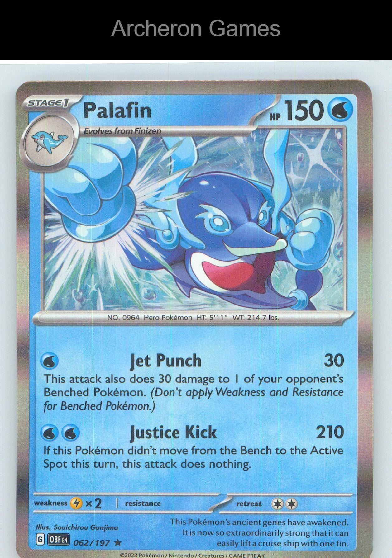 Pokemon Card Palafin OBF 062/197 R Obsidian Flames Holo