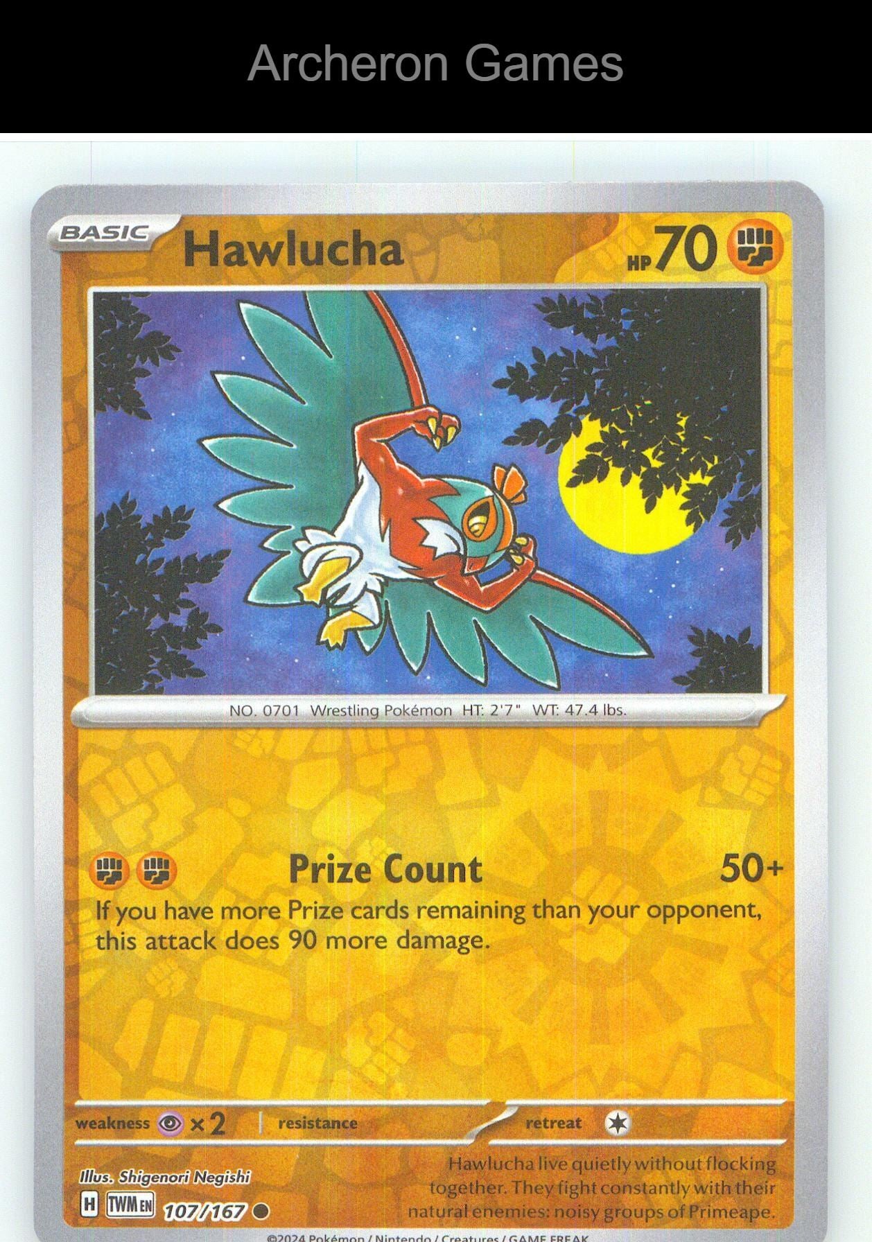 Pokemon Card Hawlucha TWM 107/167 C Twilight Masquerade Reverse Holo