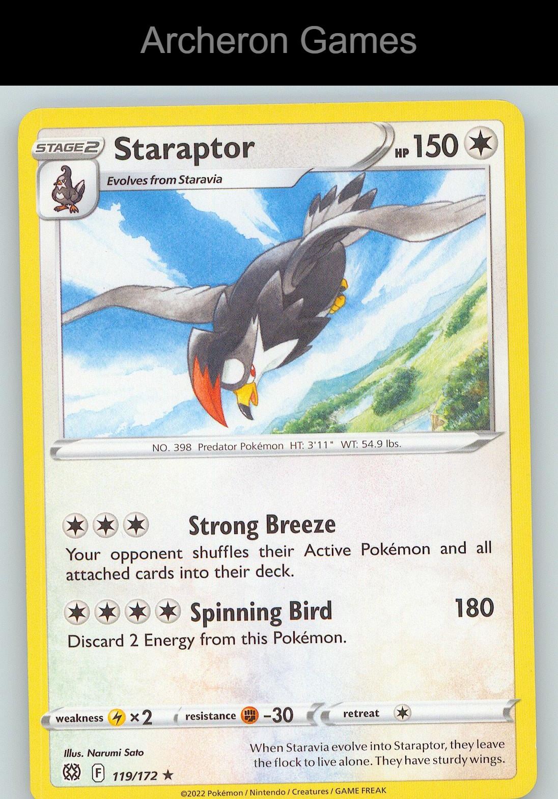 Pokemon Card Staraptor BRS 119/172 R Brilliant Stars