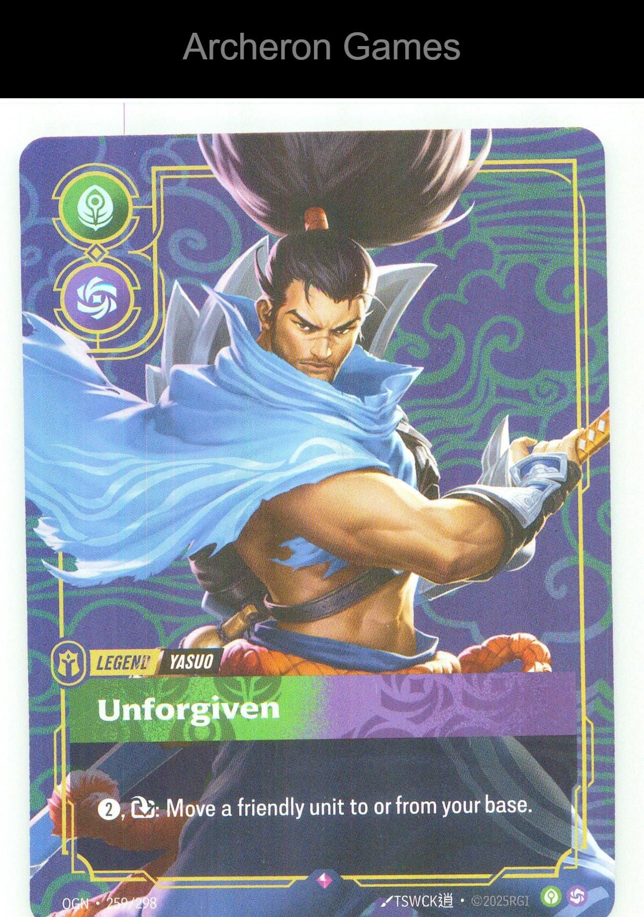 Yasuo - Unforgiven OGN 259/298 R Origins Riftbound Card Foil