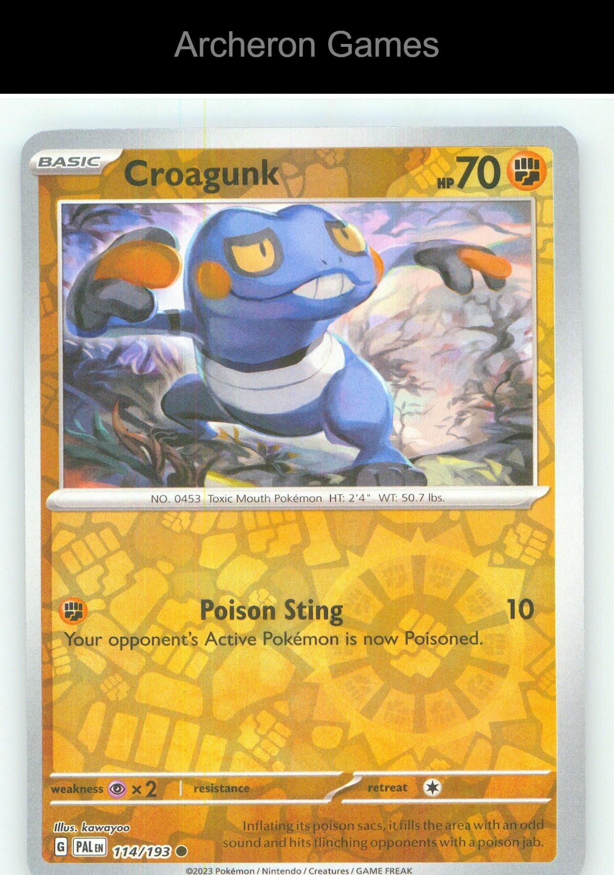 Pokemon Card Croagunk PAL 114/193 C Paldea Evolved Reverse Holo