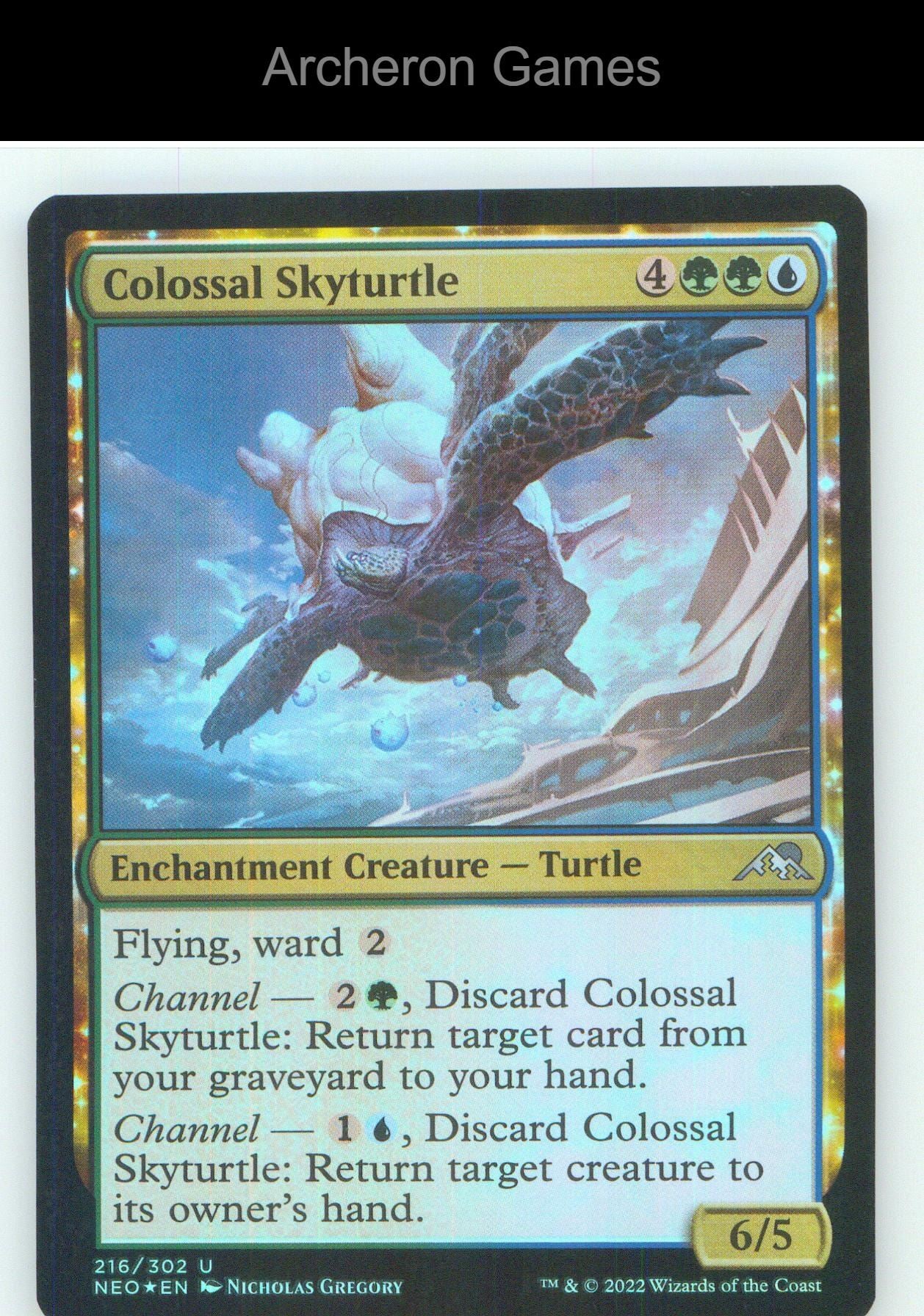 Colossal Skyturtle NEO 216 UC MTG Card NM/EX+ Foil