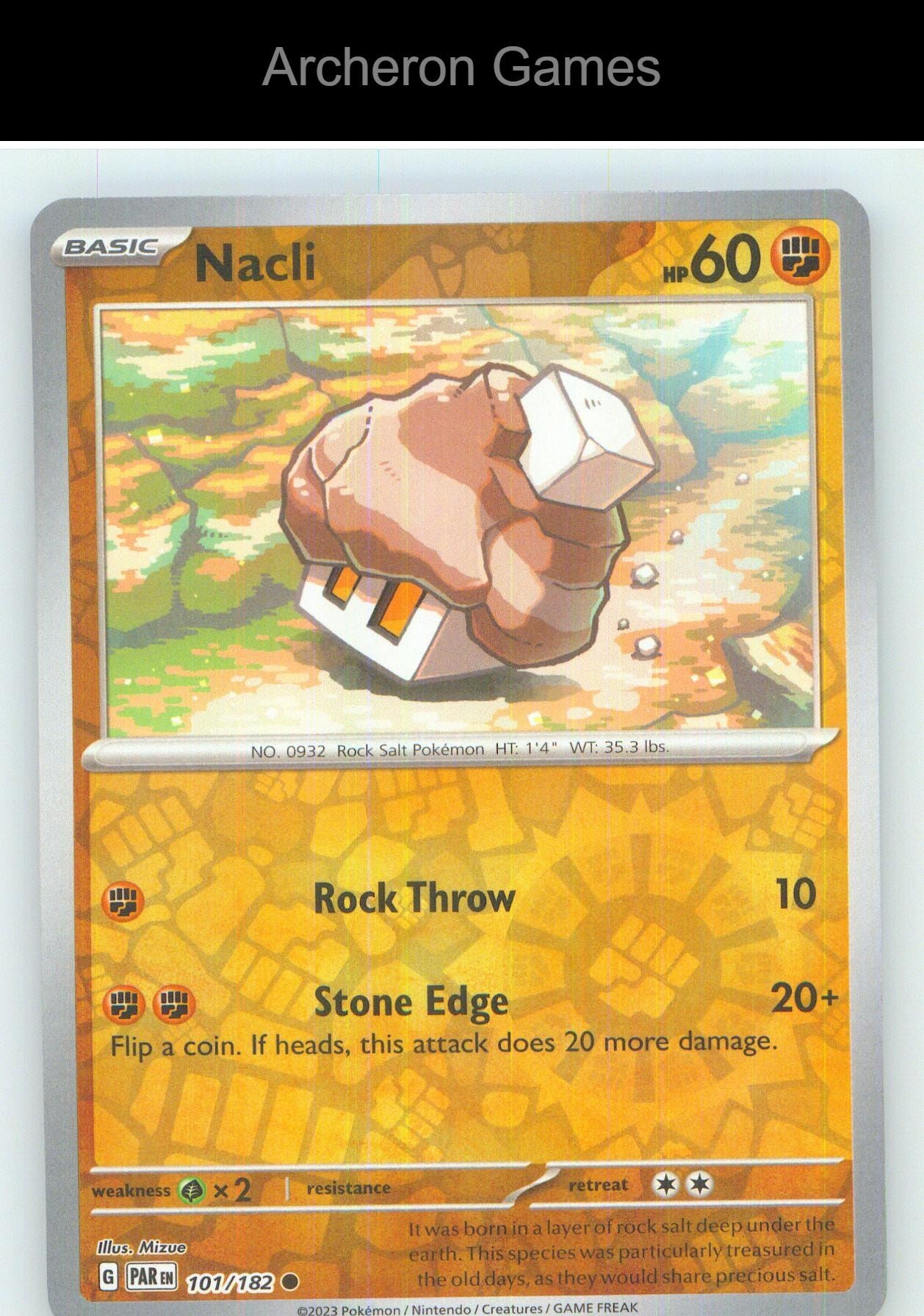 Pokemon Card Nacli PAR 101/182 C Paradox Rift Reverse Holo