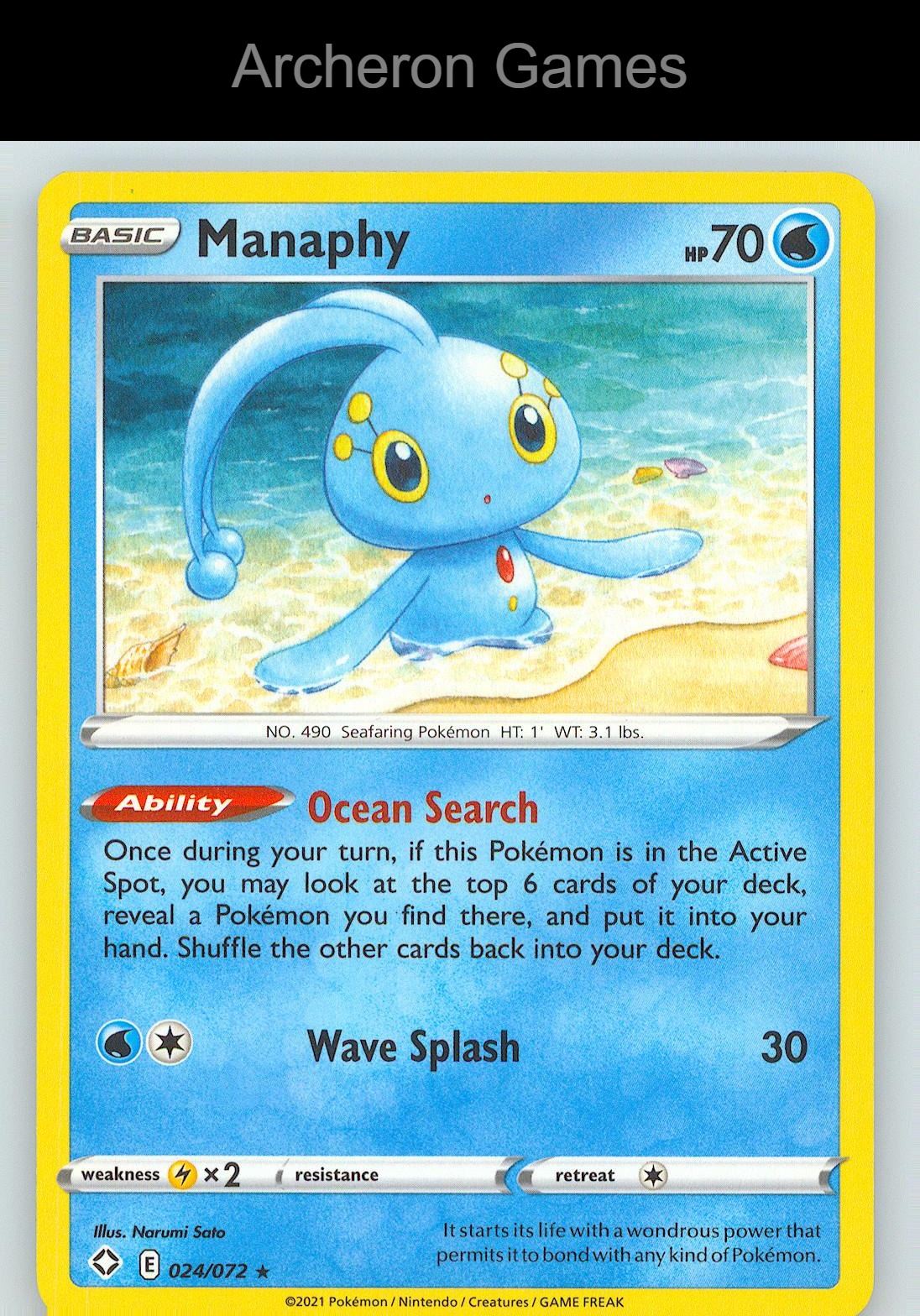 Pokemon Card Manaphy SHF 024/072 R Shining Fates