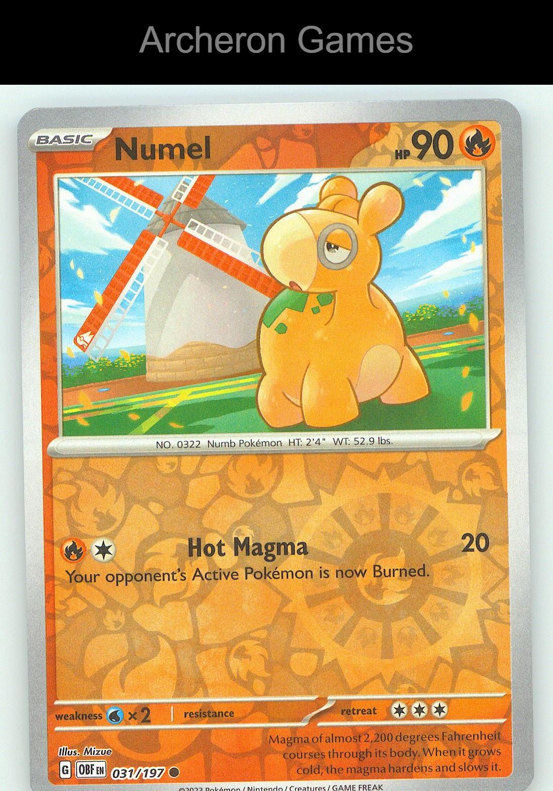 Pokemon Card Numel OBF 031/197 C Obsidian Flames Reverse Holo