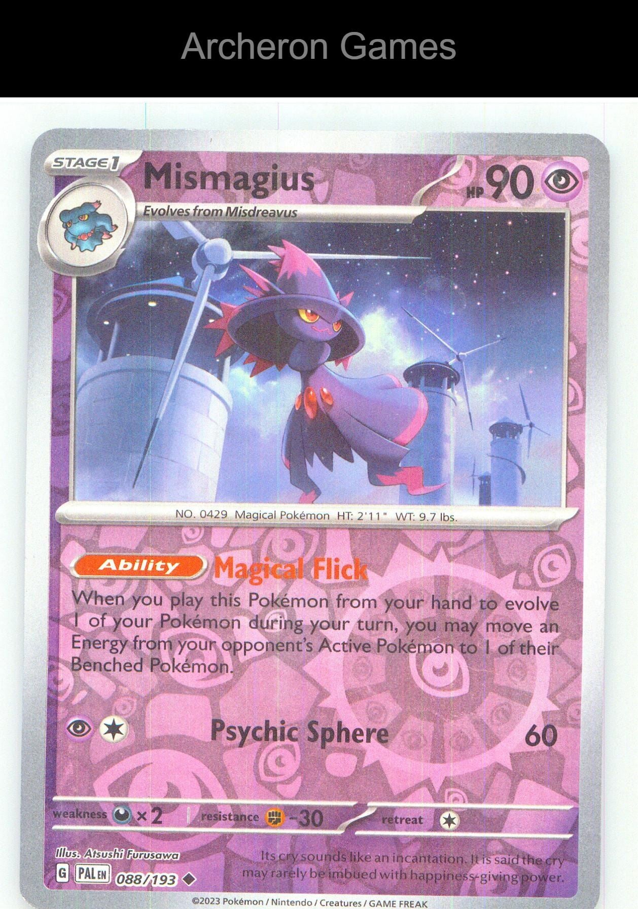Pokemon Card Mismagius PAL 088/193 UC Paldea Evolved Reverse Holo