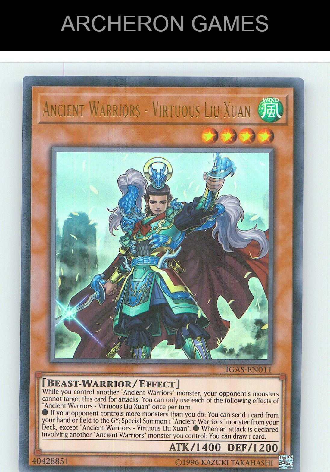 Ancient Warriors - Virtuous Liu Xuan Ultra Rare YUGIOH Card Unlimited